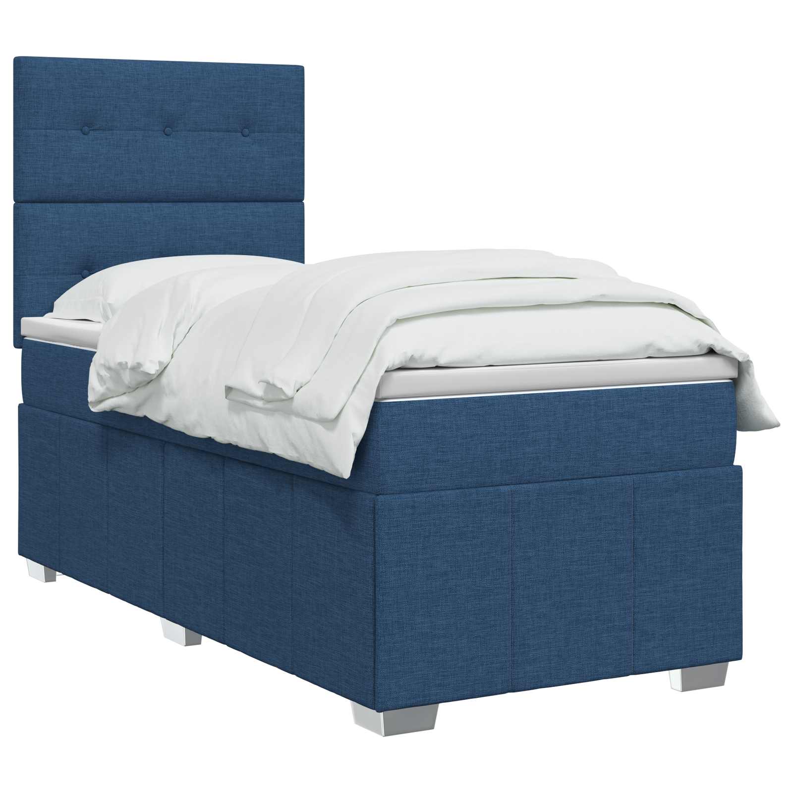 Lit boxspring avec matelas Bleu 90 x 200 cm Tissu