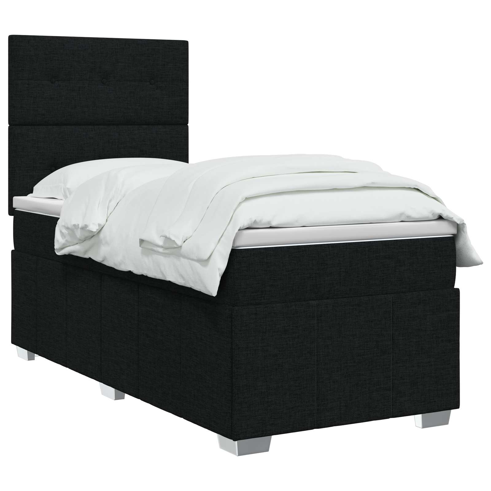 Lit boxspring avec matelas Noir 100 x 200 cm Tissu - XIOS