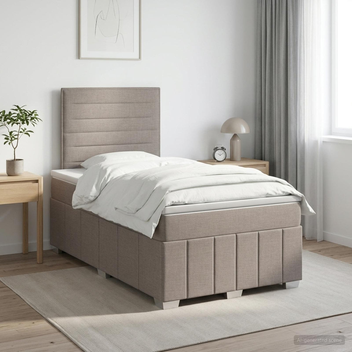 Lit boxspring avec matelas Taupe 120 x 200 cm Tissu