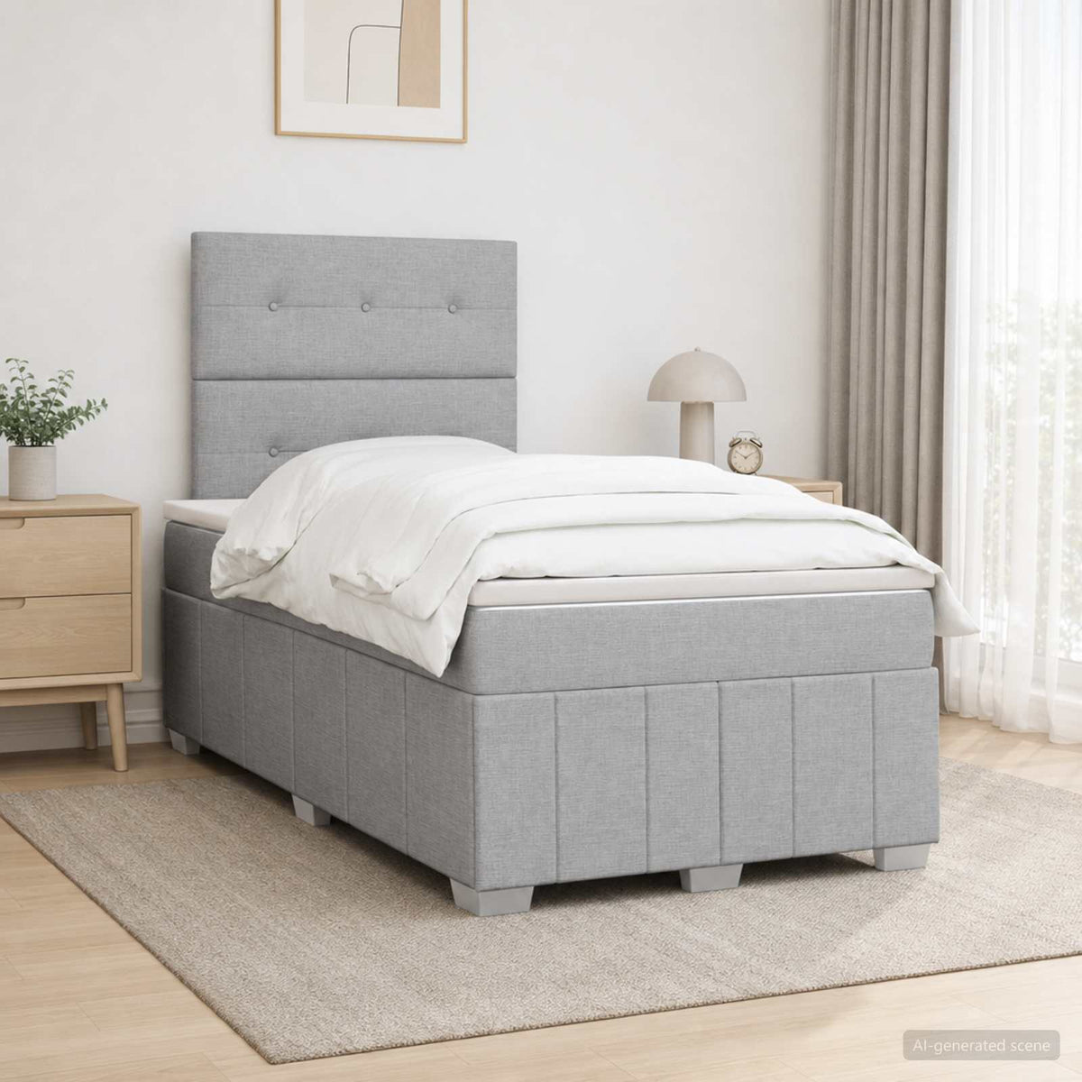 Lit boxspring avec matelas Gris clair 120 x 190 cm Tissu