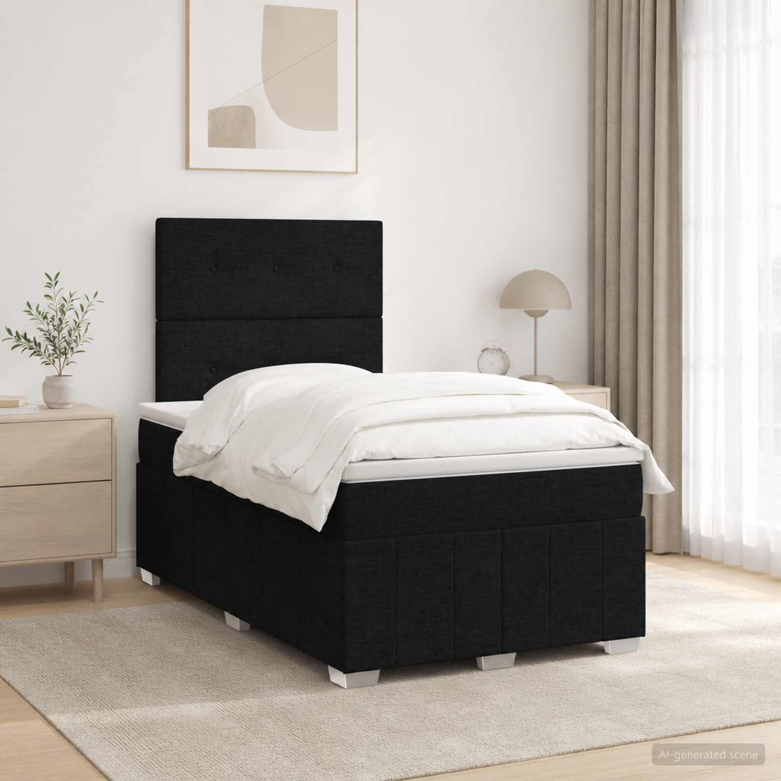 Lit boxspring avec matelas Noir 120 x 200 cm Tissu - XIOS