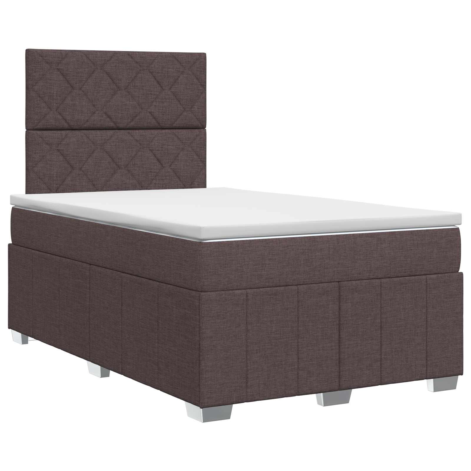Lit boxspring avec matelas Marron foncé 120 x 200 cm Tissu - XIOS