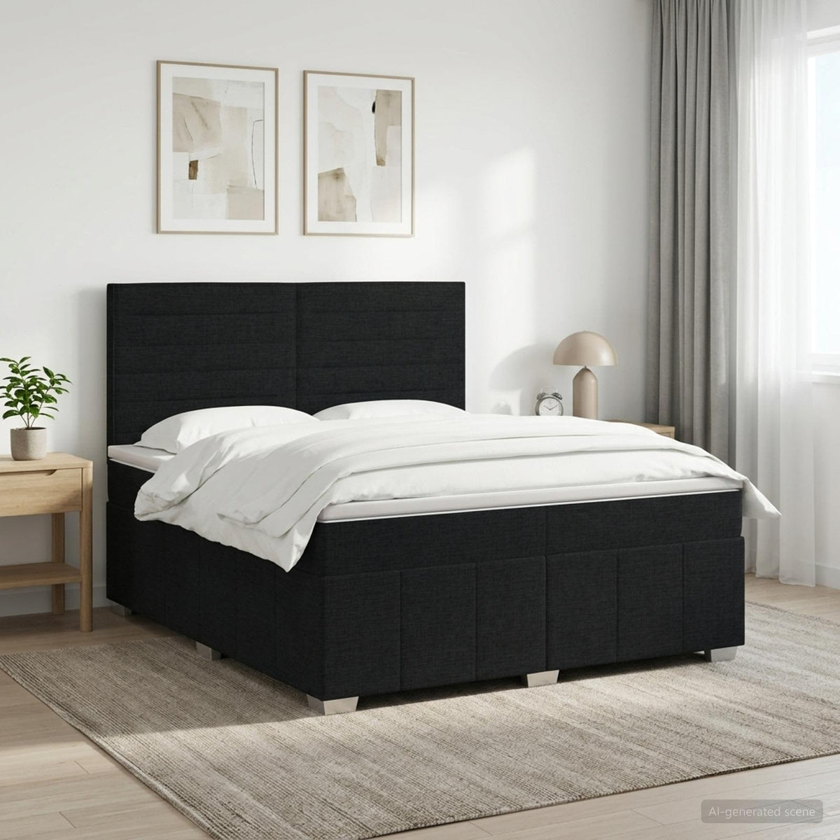 Lit boxspring avec matelas Noir 140 x 200 cm Tissu