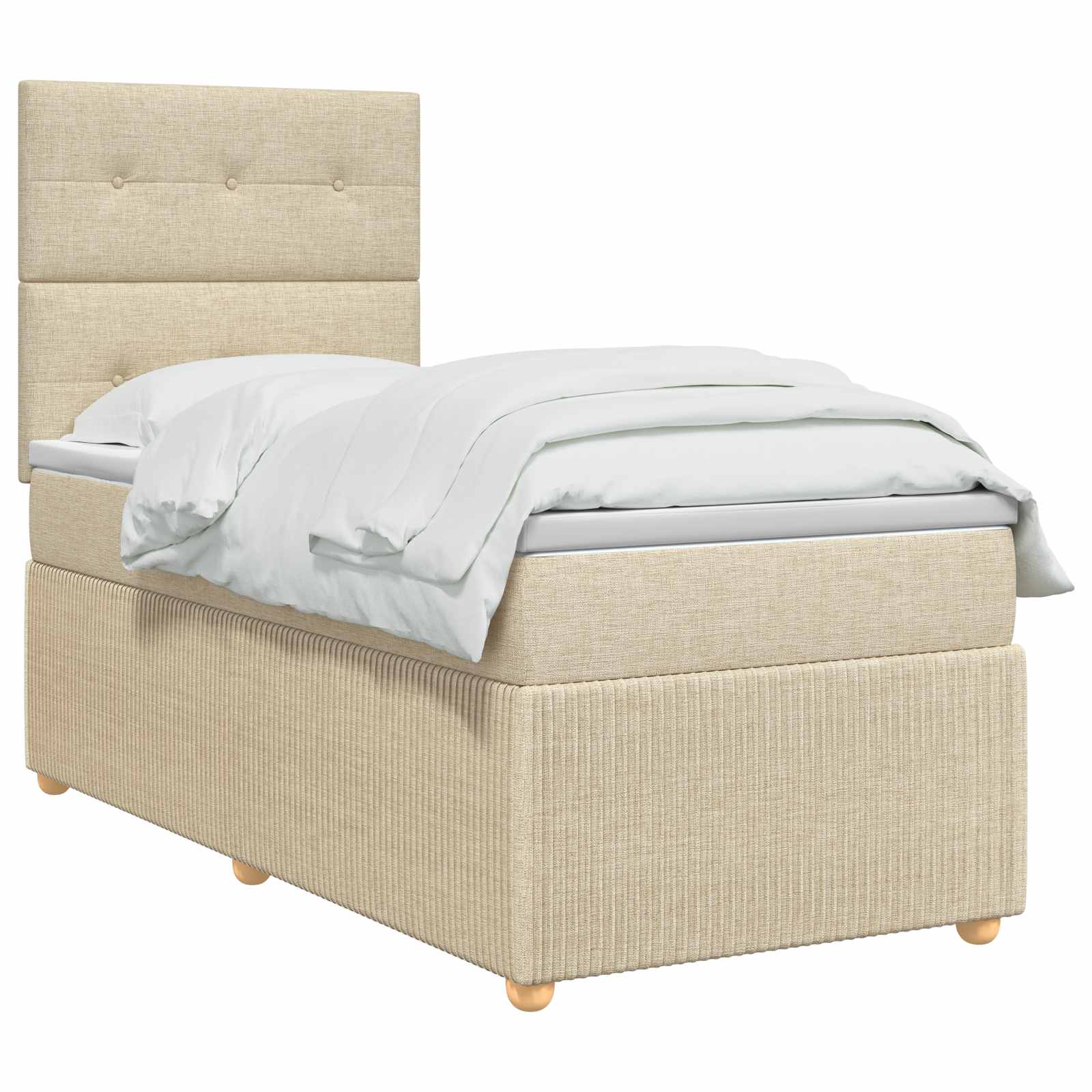 Lit boxspring avec matelas Crème 80 x 200 cm Tissu