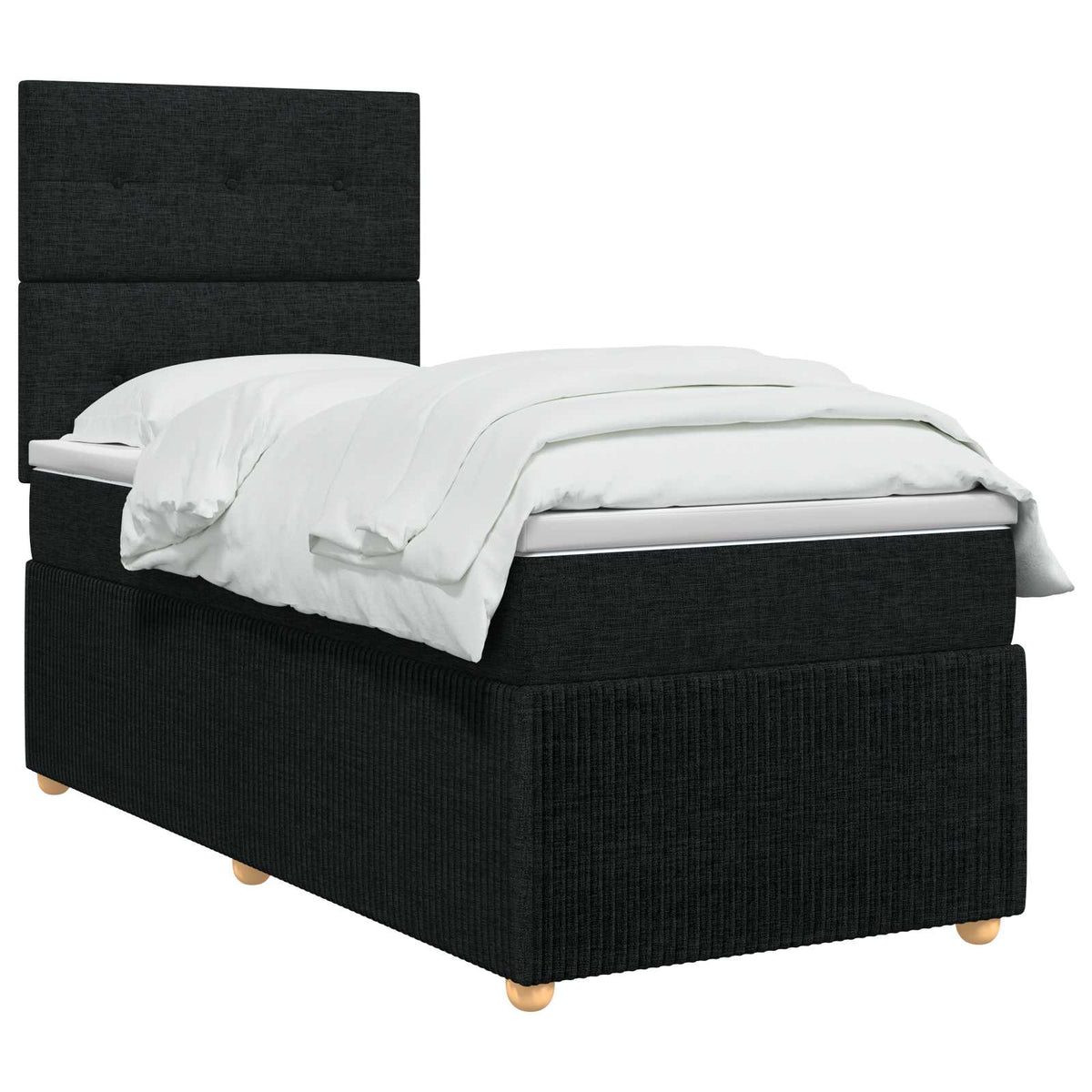 Lit boxspring avec matelas Noir 90 x 190 cm Tissu
