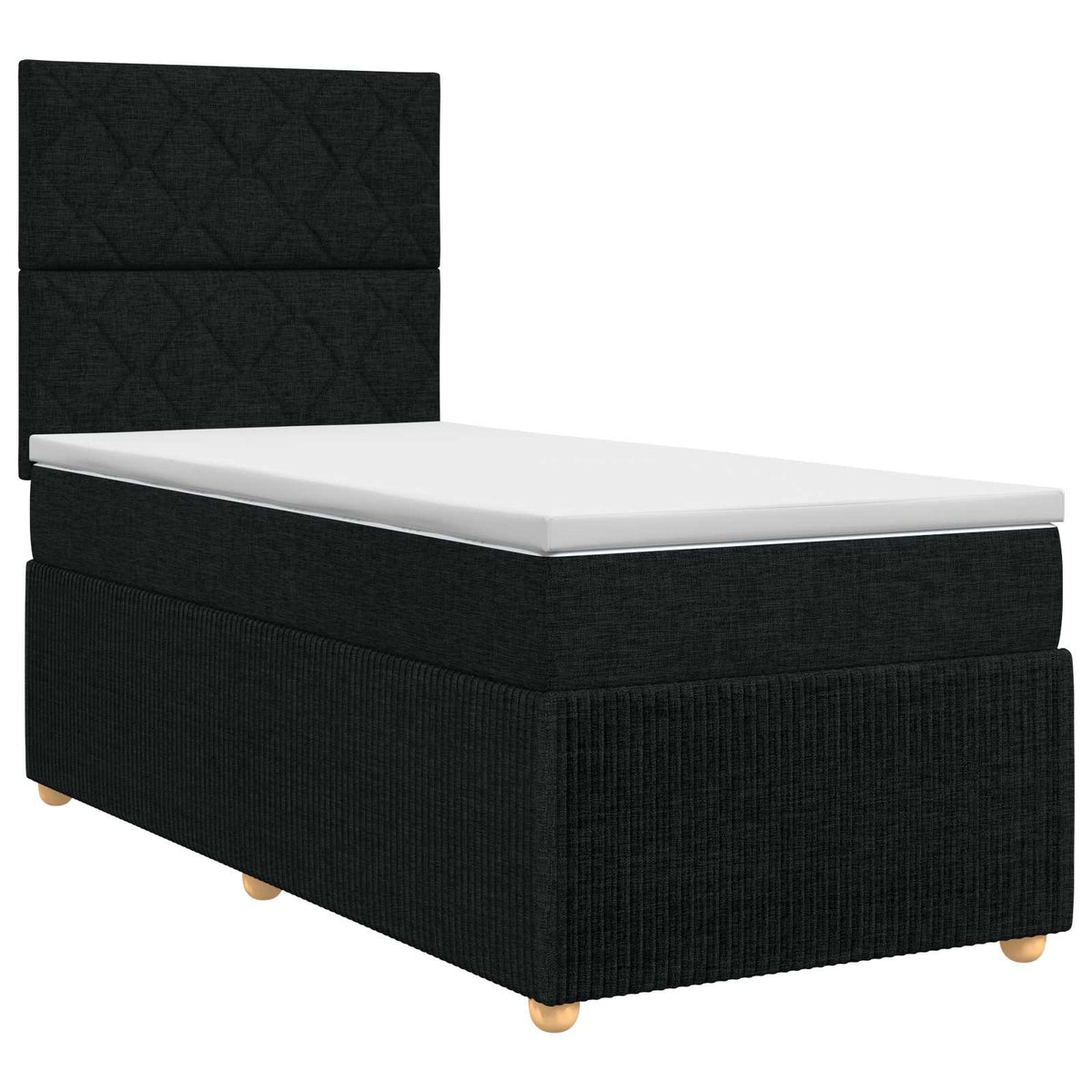 Lit boxspring avec matelas Noir 90 x 190 cm Tissu