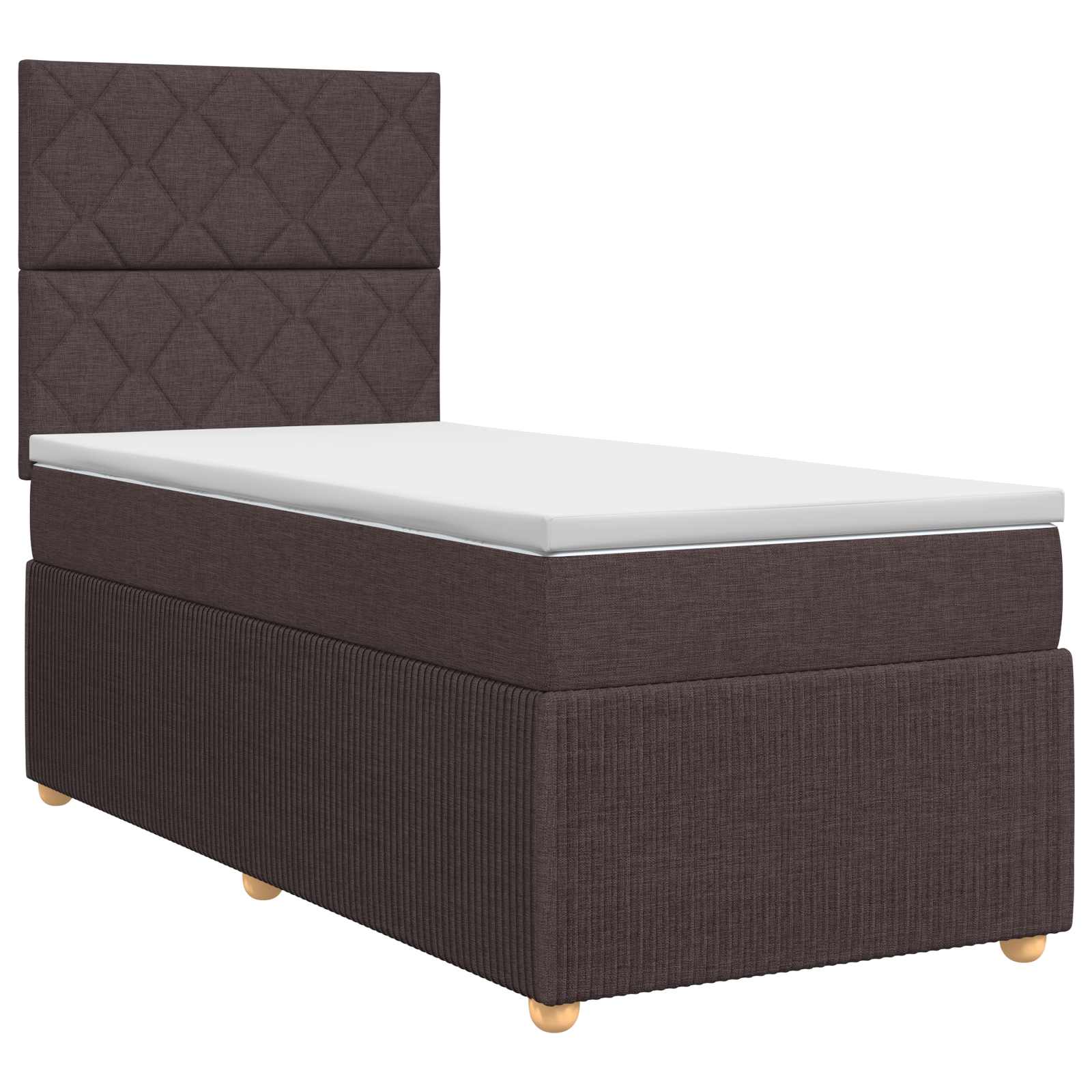 Lit boxspring avec matelas Marron foncé 90 x 190 cm Tissu