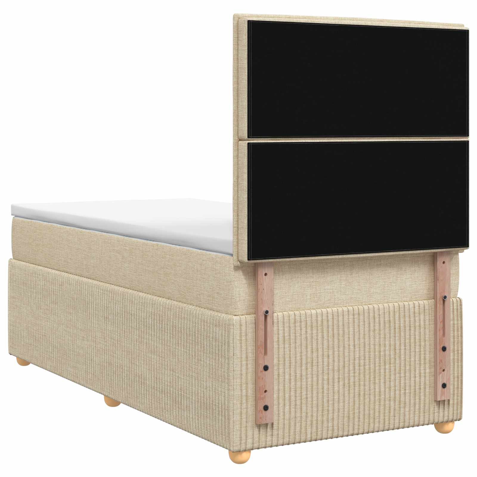 Lit boxspring avec matelas Crème 90 x 200 cm Tissu