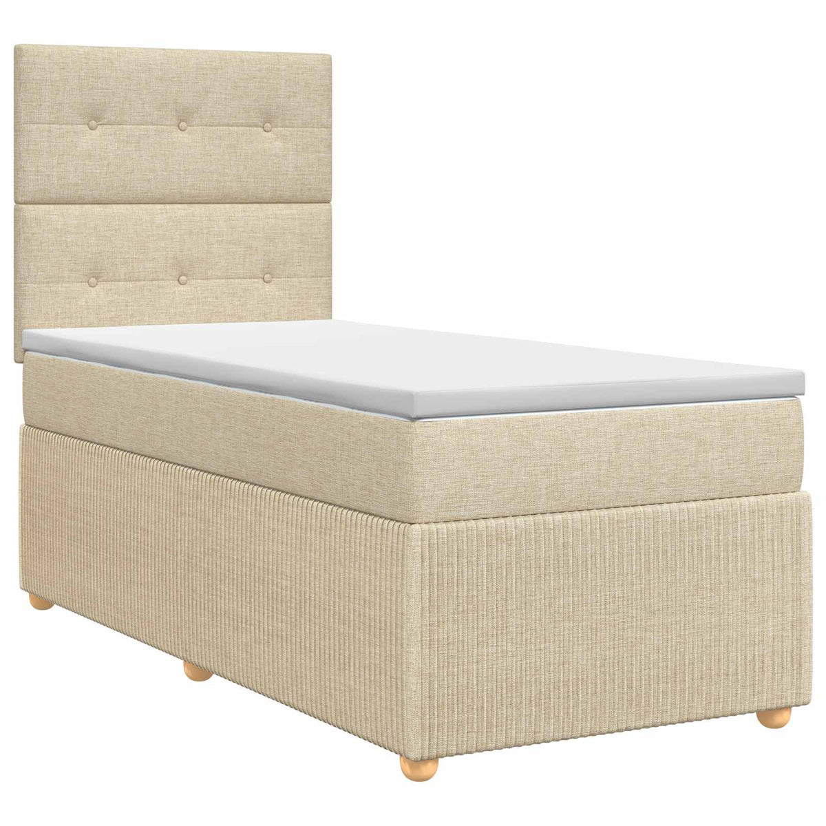 Lit boxspring avec matelas Crème 90 x 200 cm Tissu