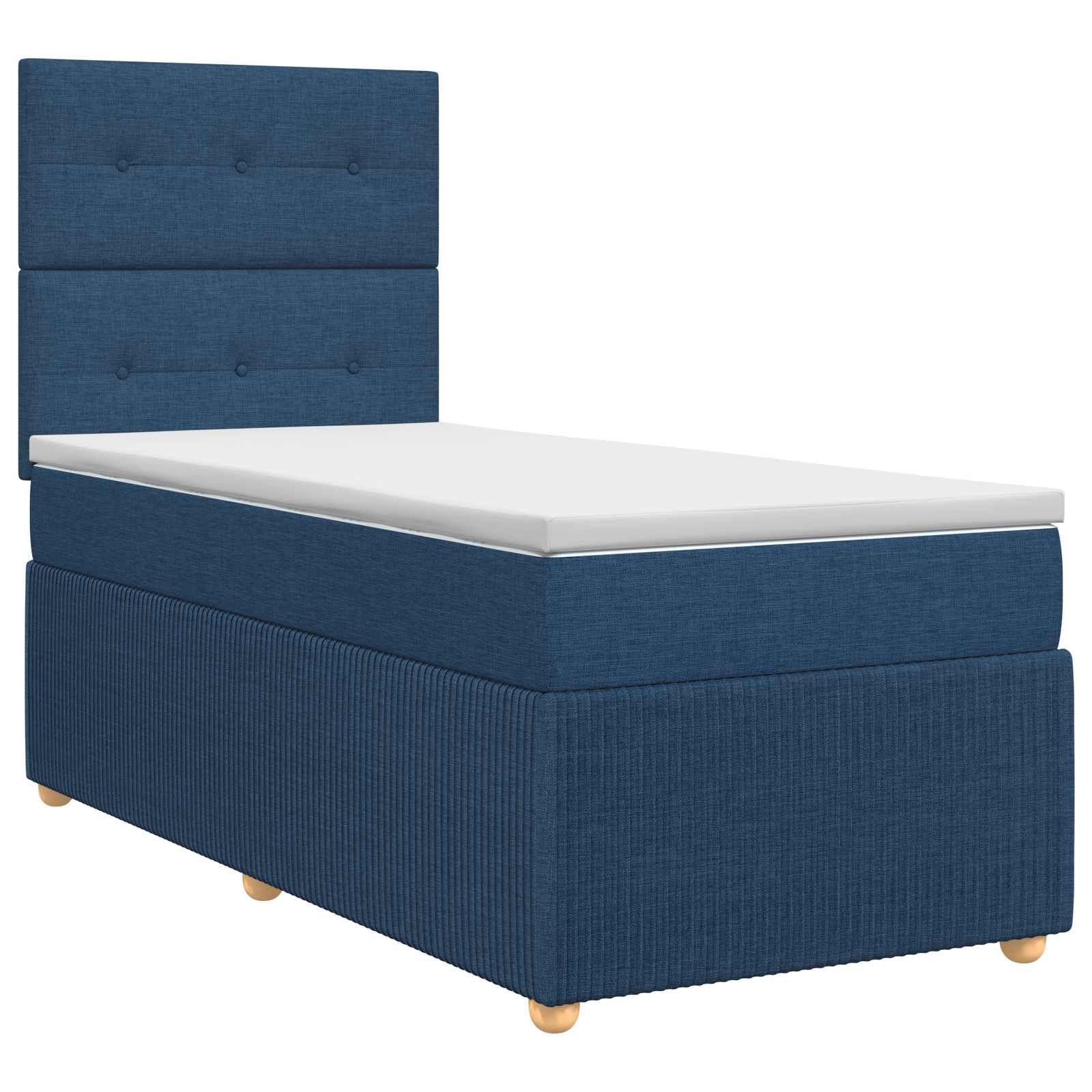 Lit boxspring avec matelas Bleu 90 x 200 cm Tissu