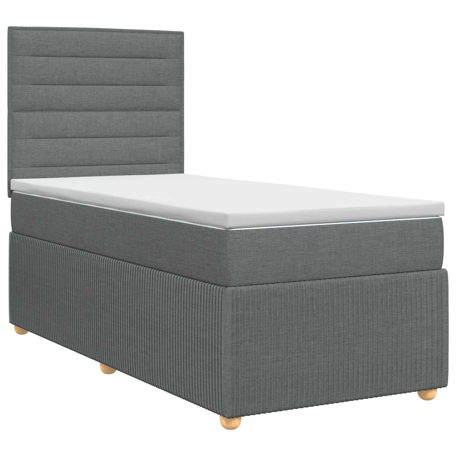 Lit boxspring avec matelas Gris foncé 100 x 200 cm Tissu