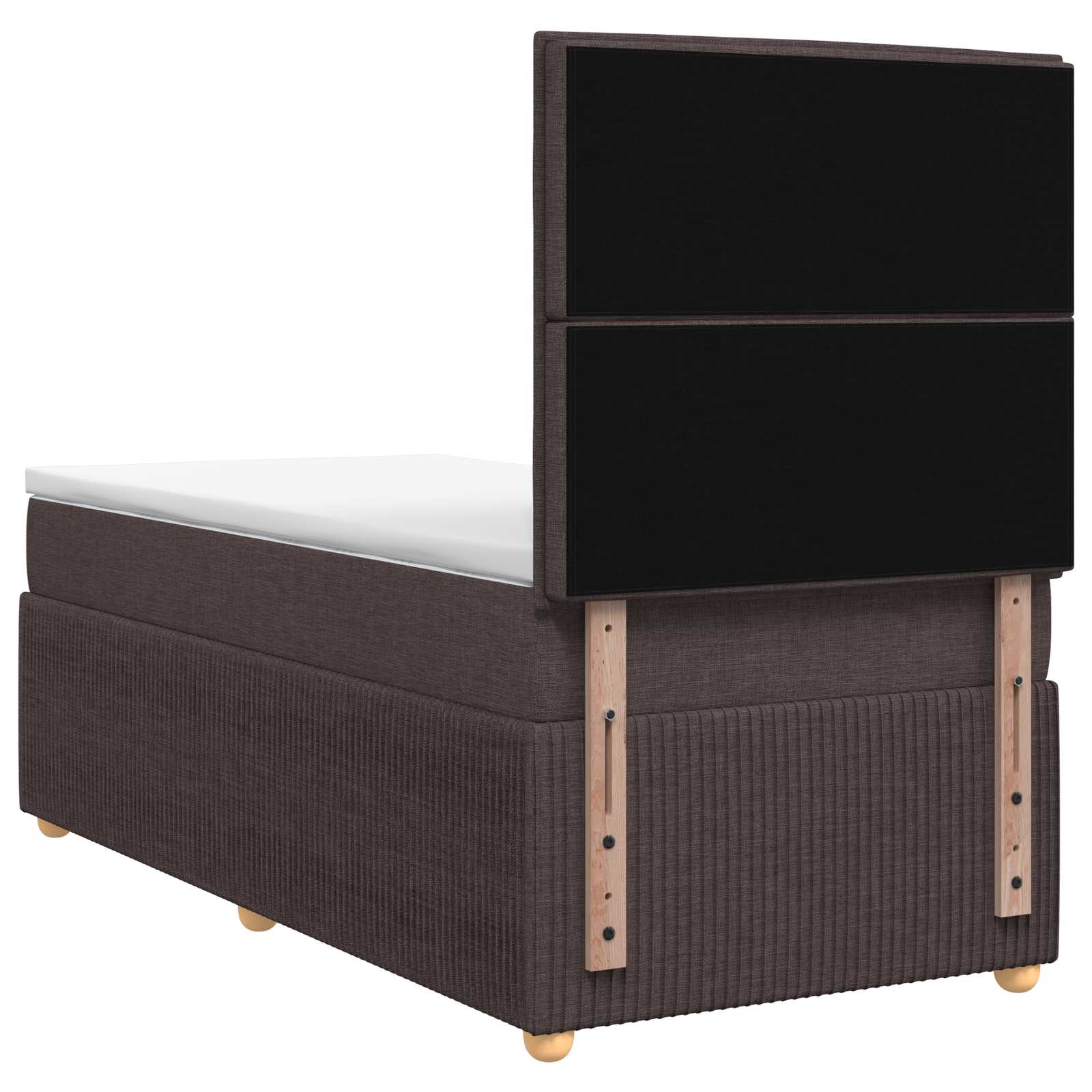 Lit boxspring avec matelas Marron foncé 100 x 200 cm Tissu