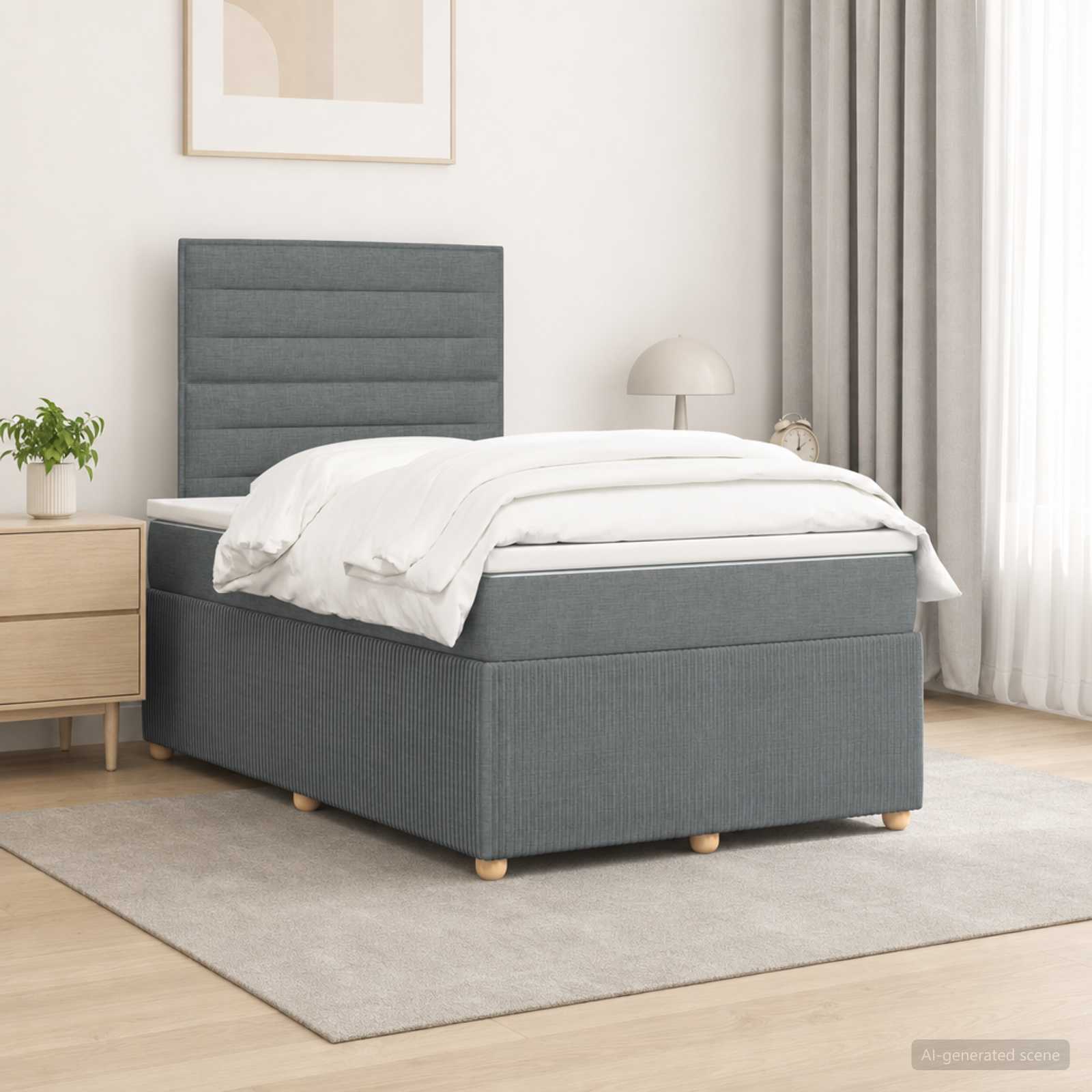 Lit boxspring avec matelas Gris foncé 120 x 190 cm Tissu