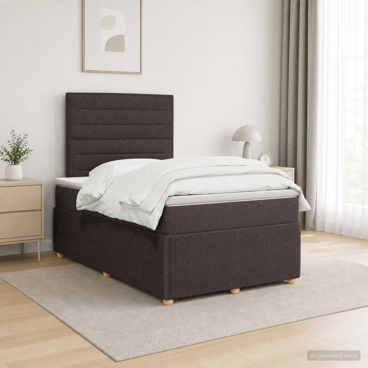 Lit boxspring avec matelas Marron foncé 120 x 200 cm Tissu