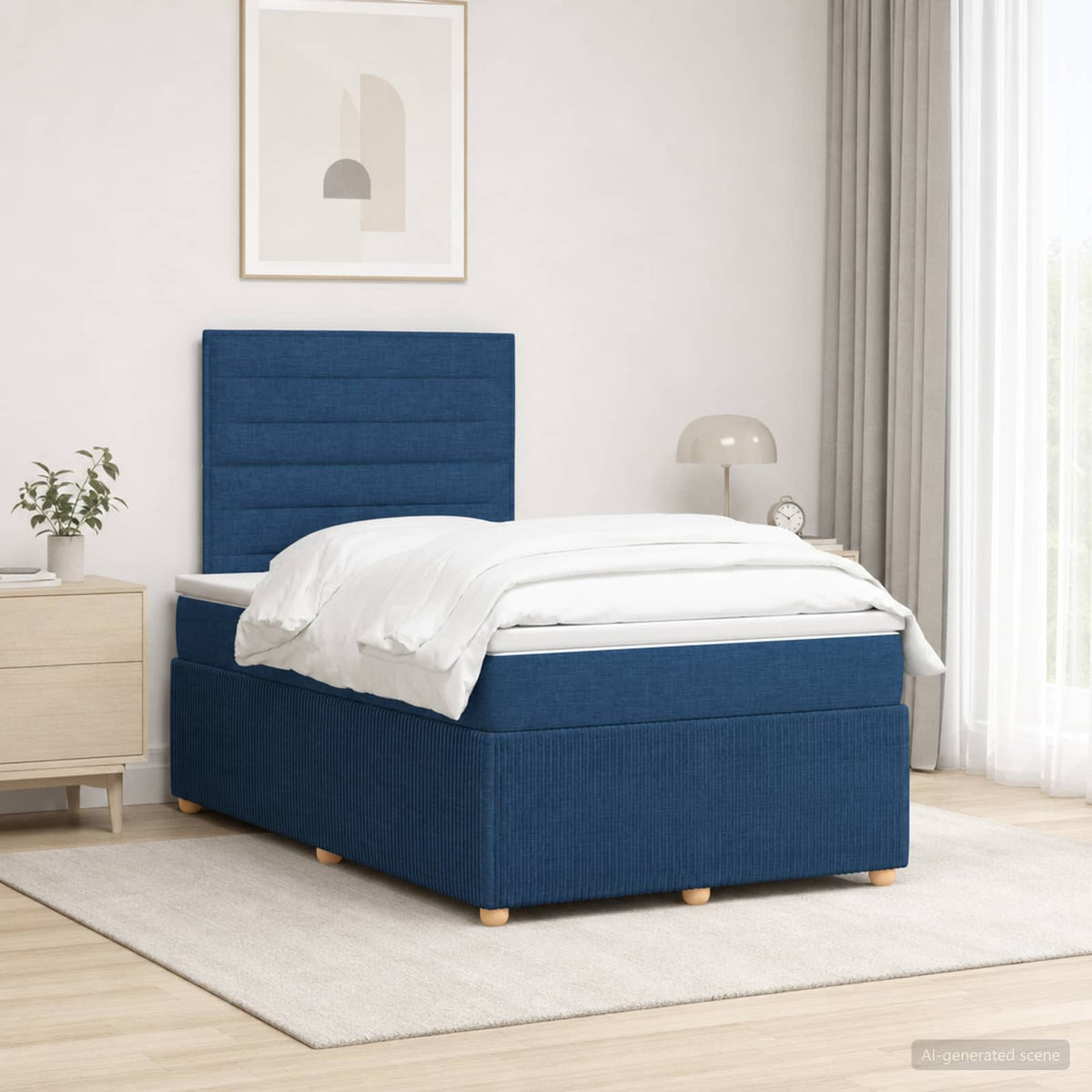 Lit boxspring avec matelas Bleu 120 x 190 cm Tissu