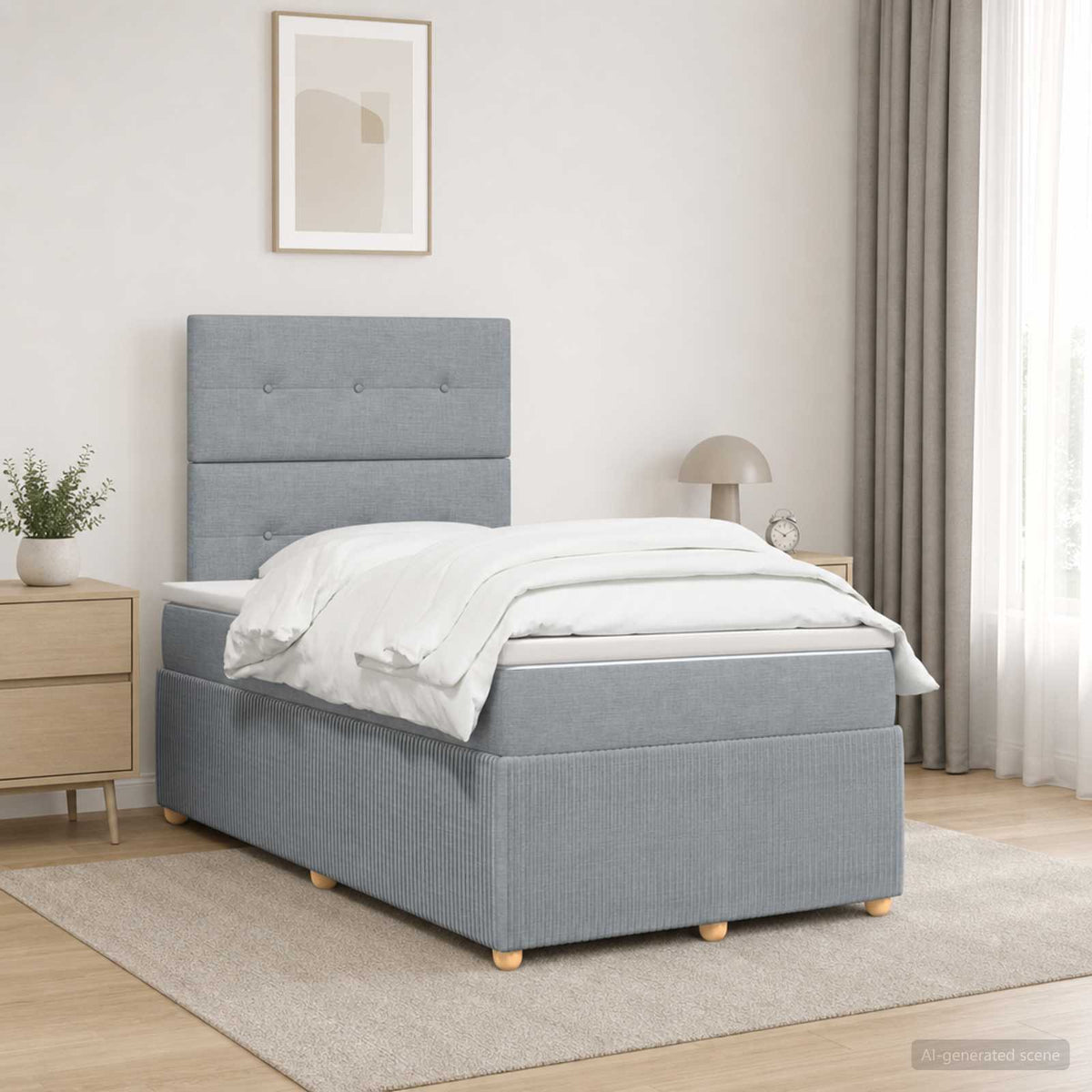 Lit boxspring avec matelas Gris clair 120 x 200 cm Tissu