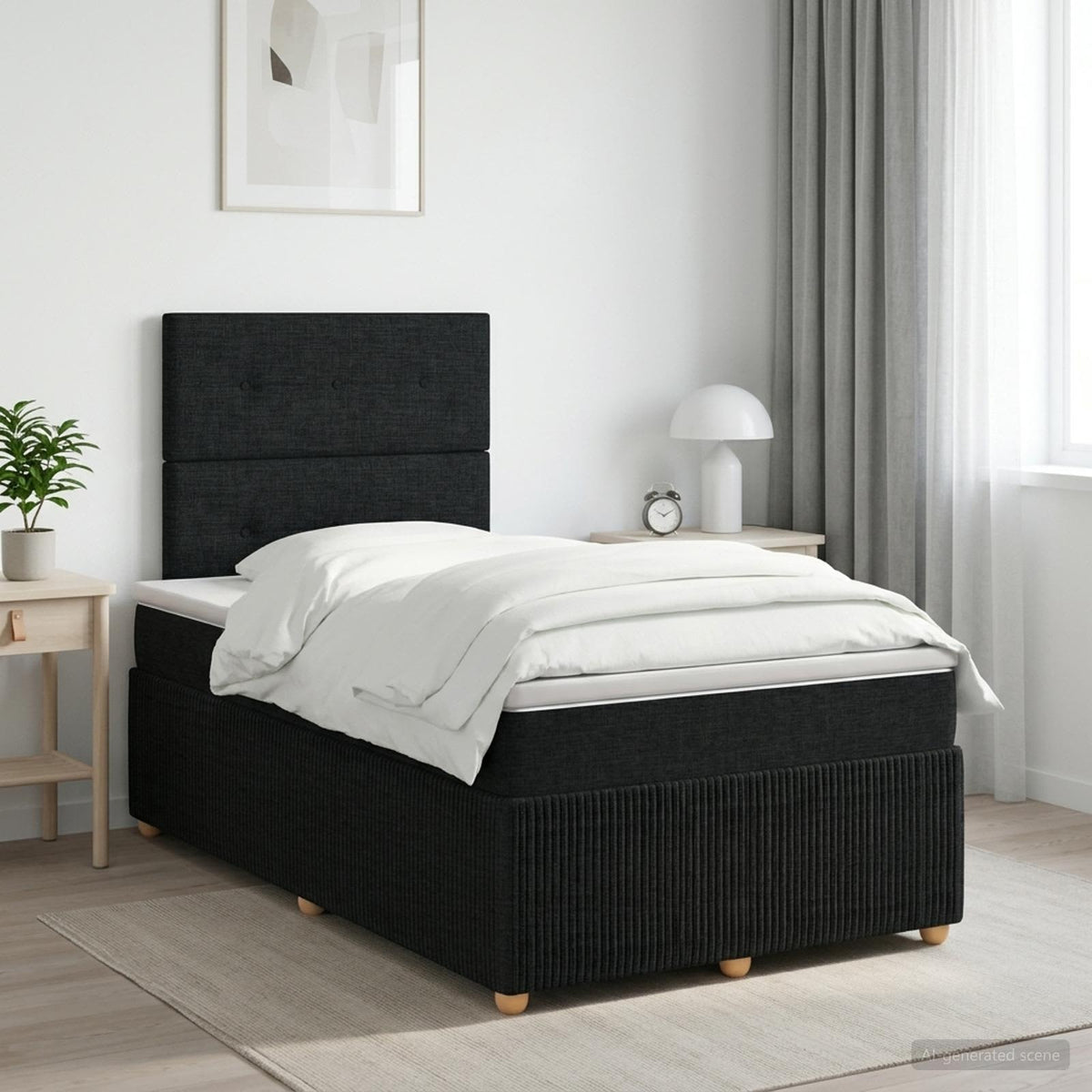 Lit boxspring avec matelas Noir 120 x 200 cm Tissu