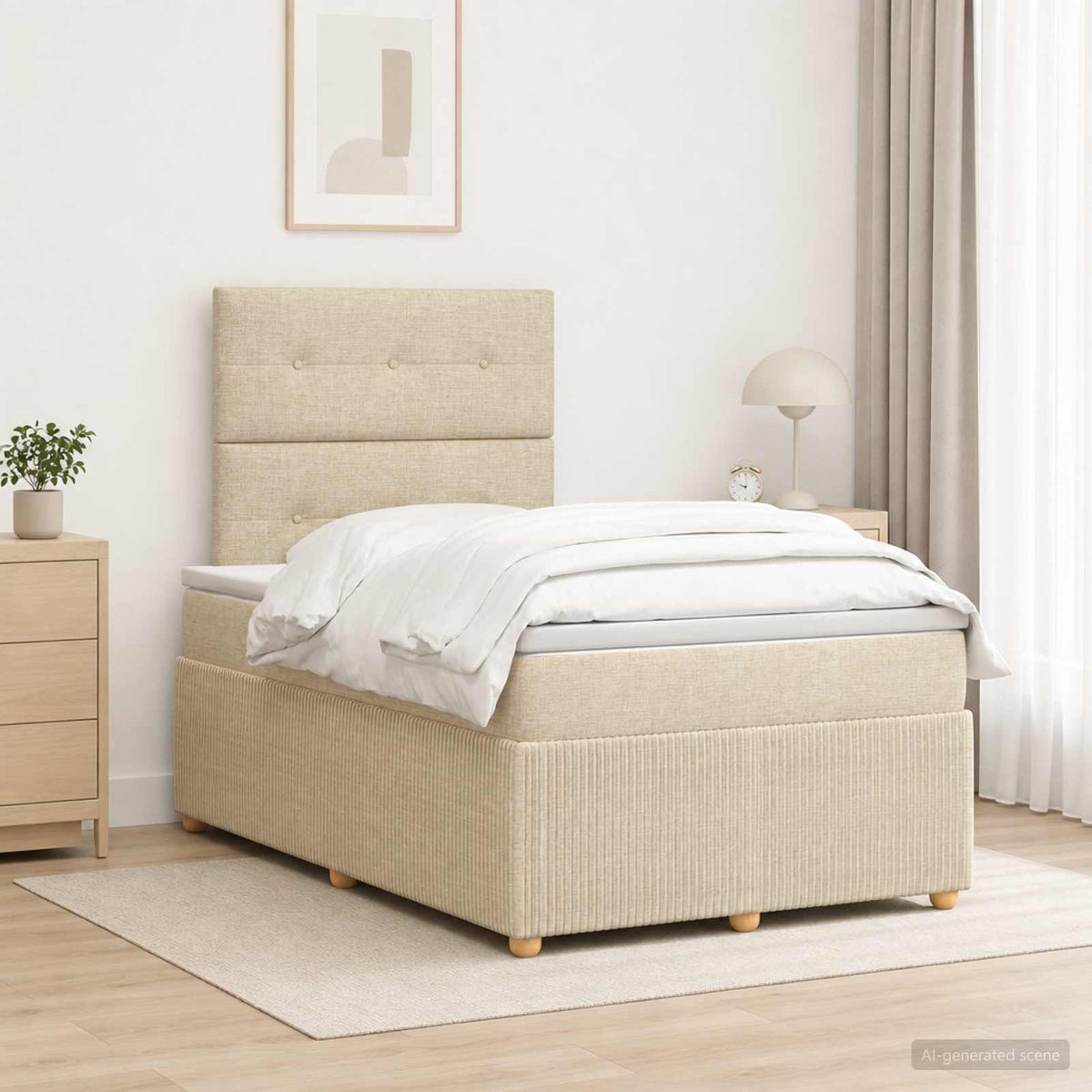 Lit boxspring avec matelas Crème 120 x 190 cm Tissu