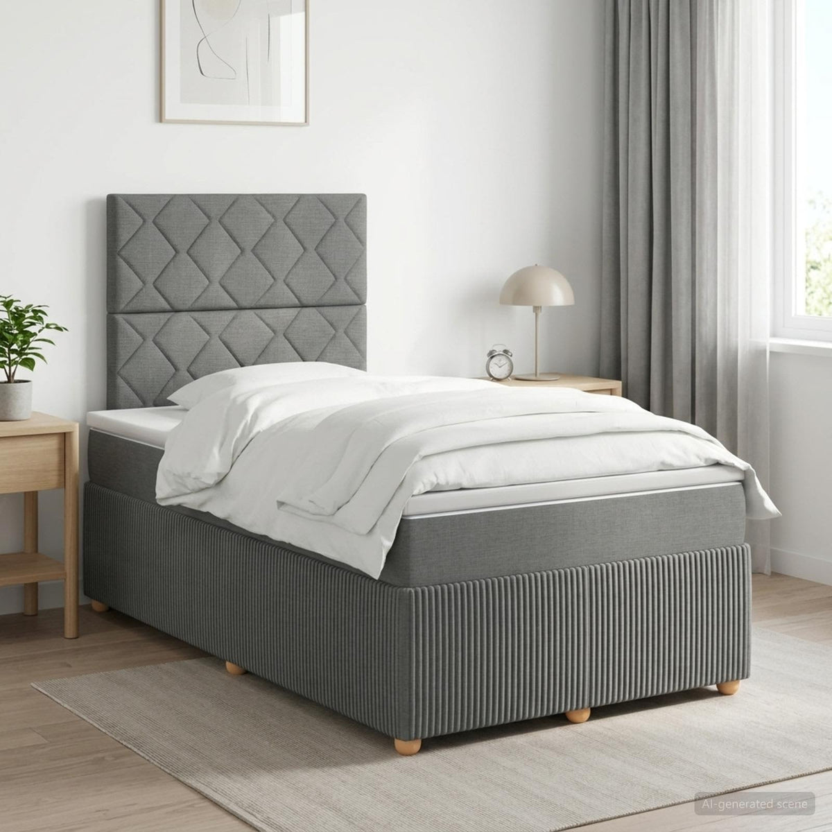 Lit boxspring avec matelas Gris foncé 120 x 200 cm Tissu