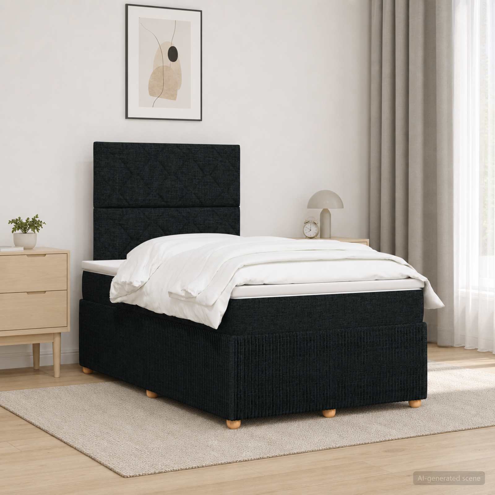 Lit boxspring avec matelas Noir 120 x 190 cm Tissu