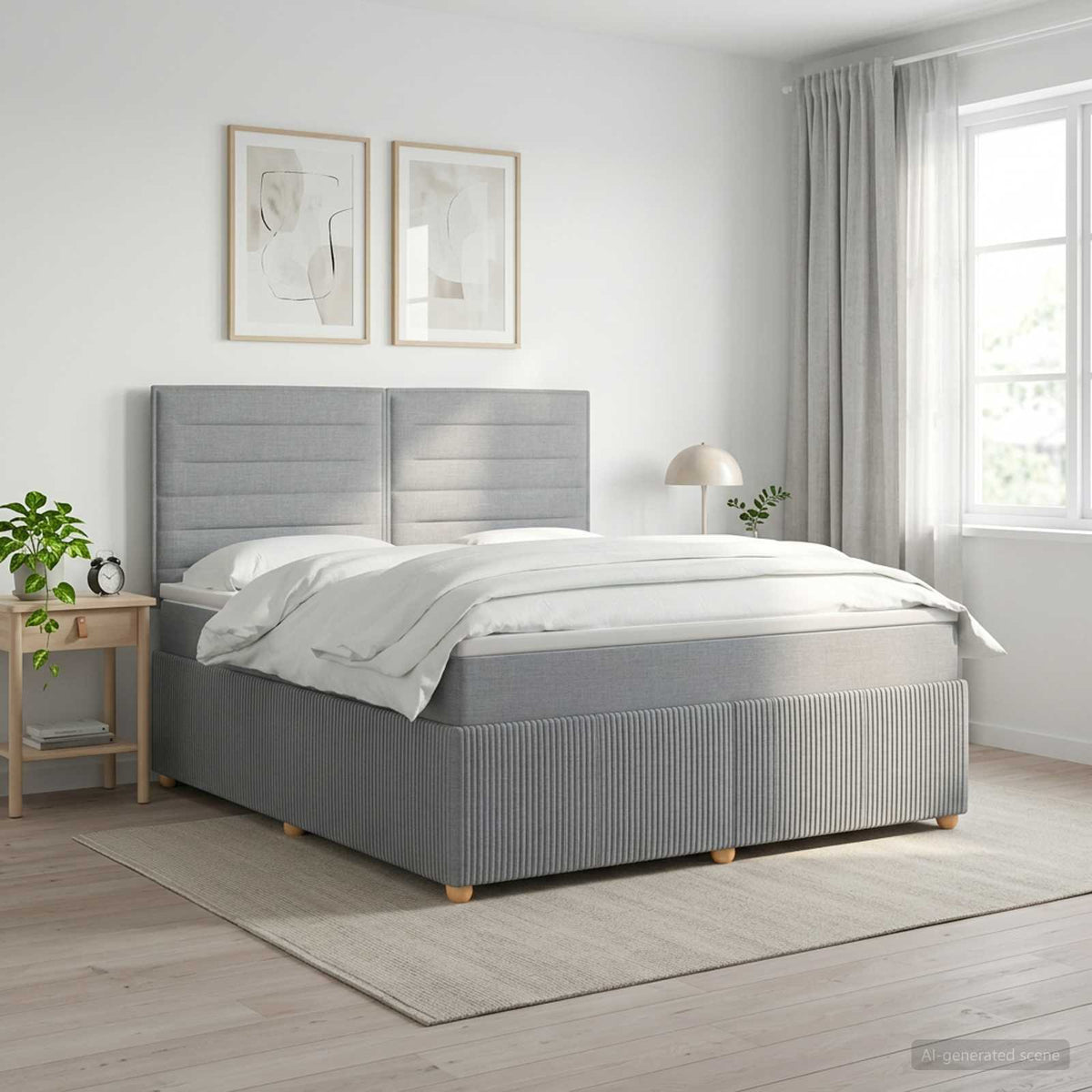 Lit boxspring avec matelas Gris clair 140 x 190 cm Tissu