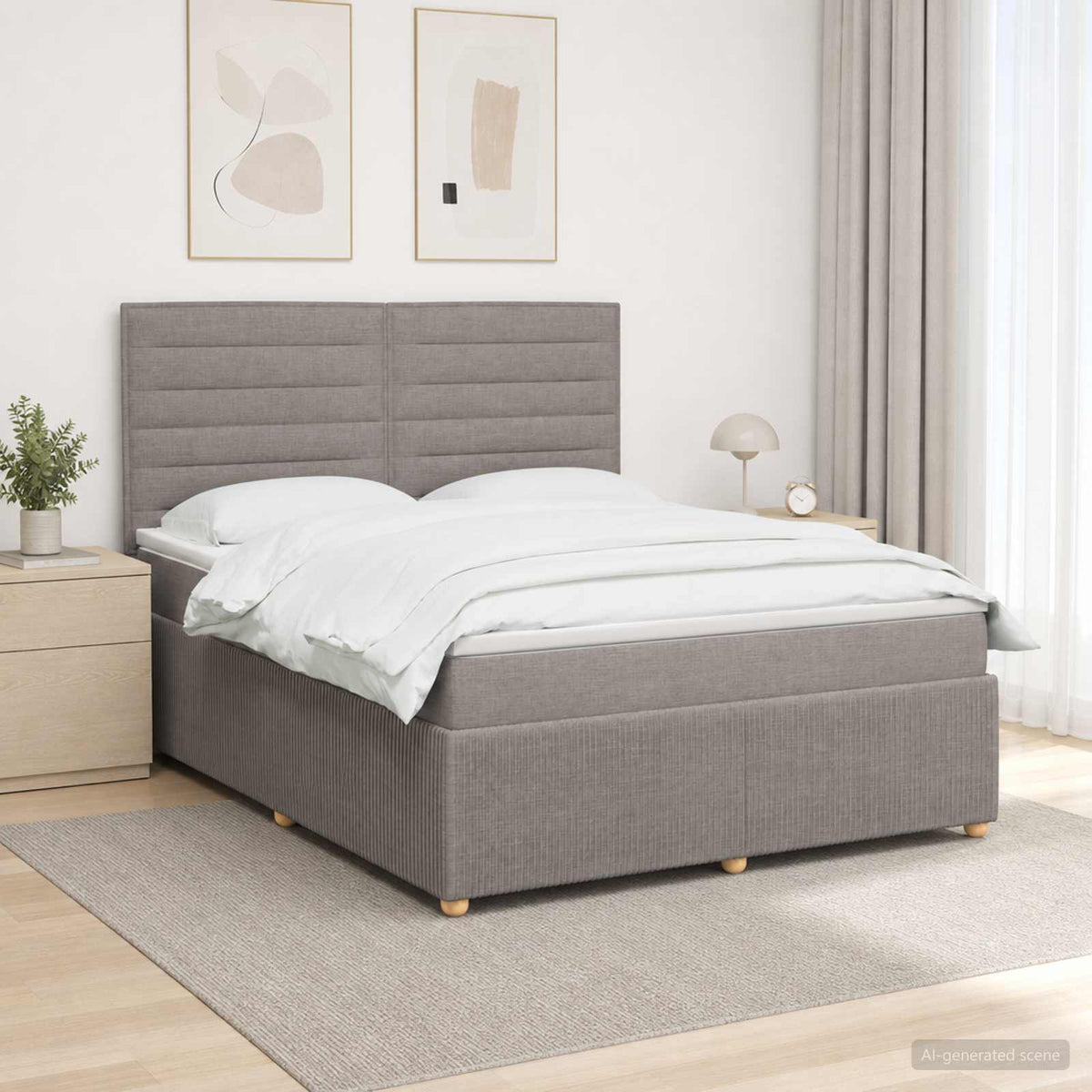 Lit boxspring avec matelas Taupe 140 x 190 cm Tissu