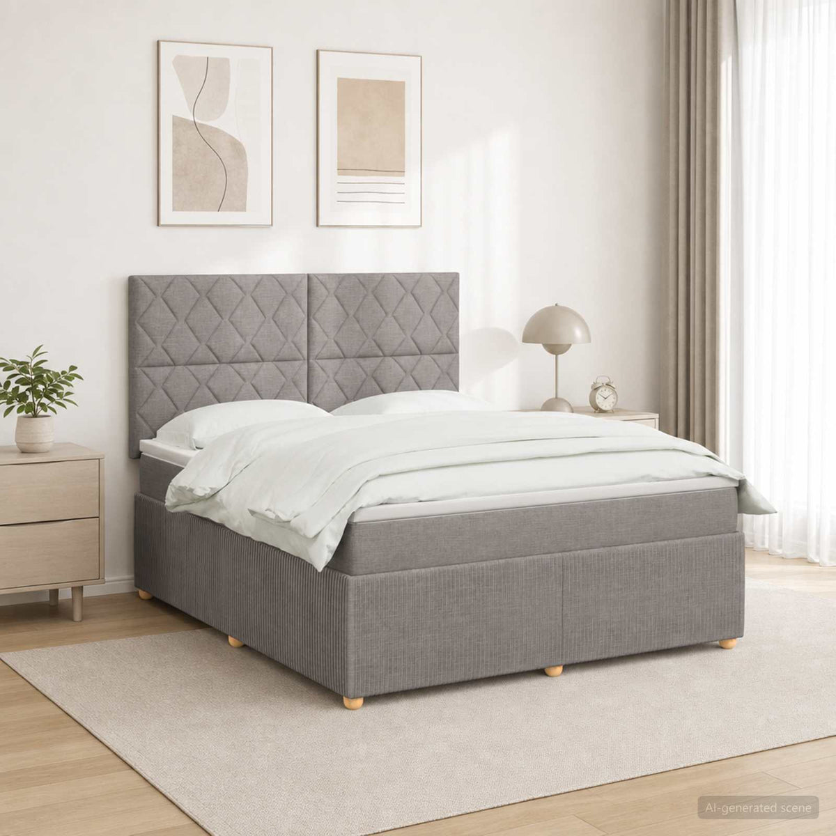 Lit boxspring avec matelas Taupe 140 x 190 cm Tissu