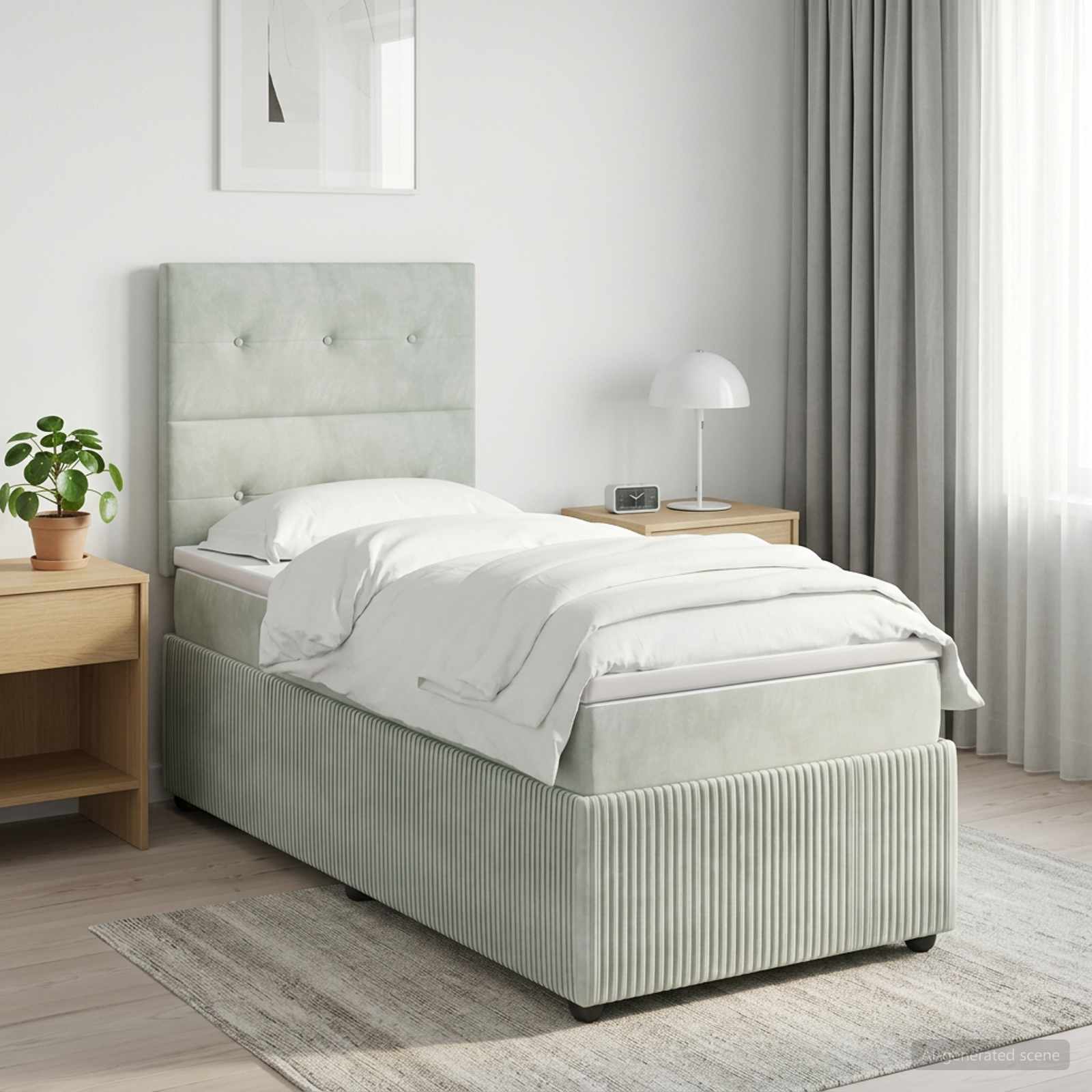Lit boxspring avec matelas Gris clair 80 x 200 cm Velours - XIOS