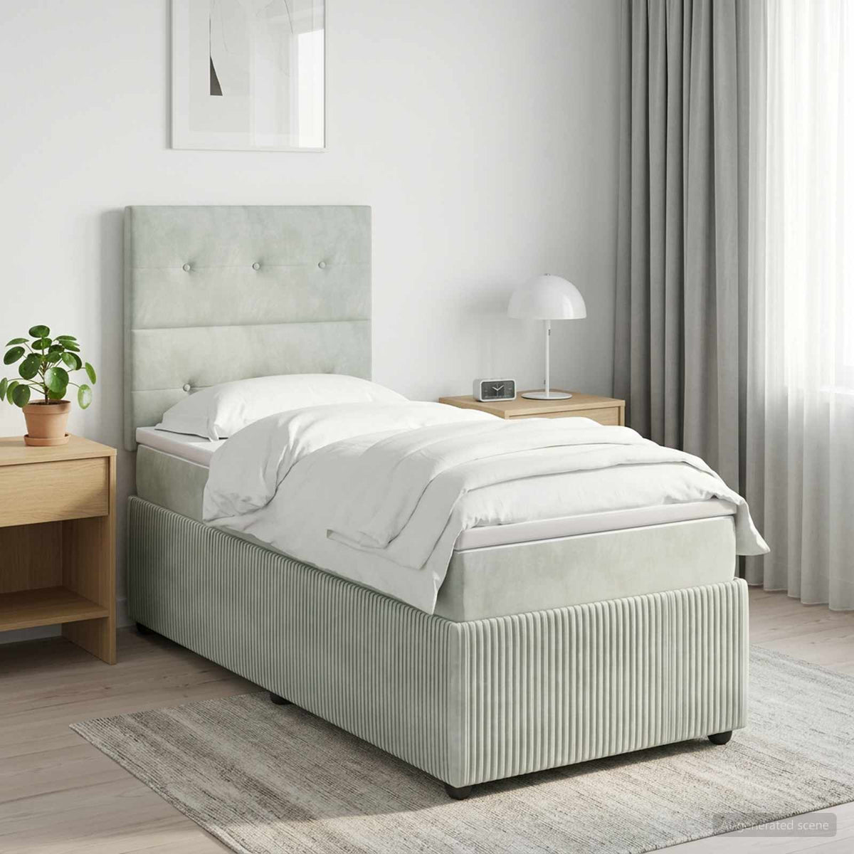 Lit boxspring avec matelas Gris clair Simple Velours