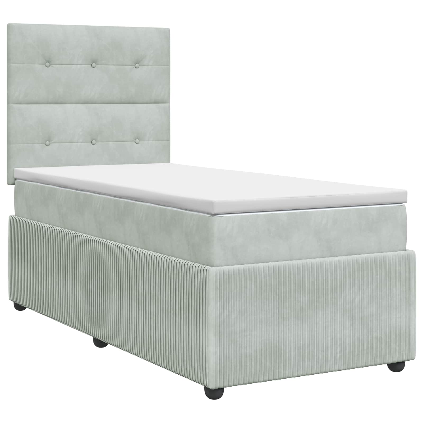 Lit boxspring avec matelas Gris clair 80 x 200 cm Velours - XIOS