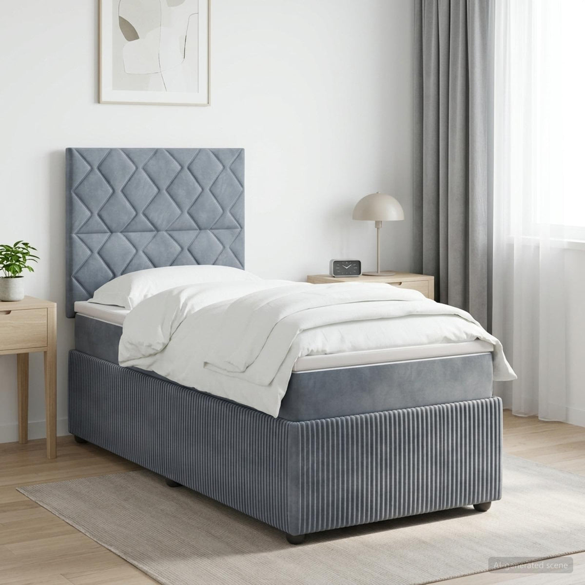 Lit boxspring avec matelas Gris foncé 100 x 200 cm Velours