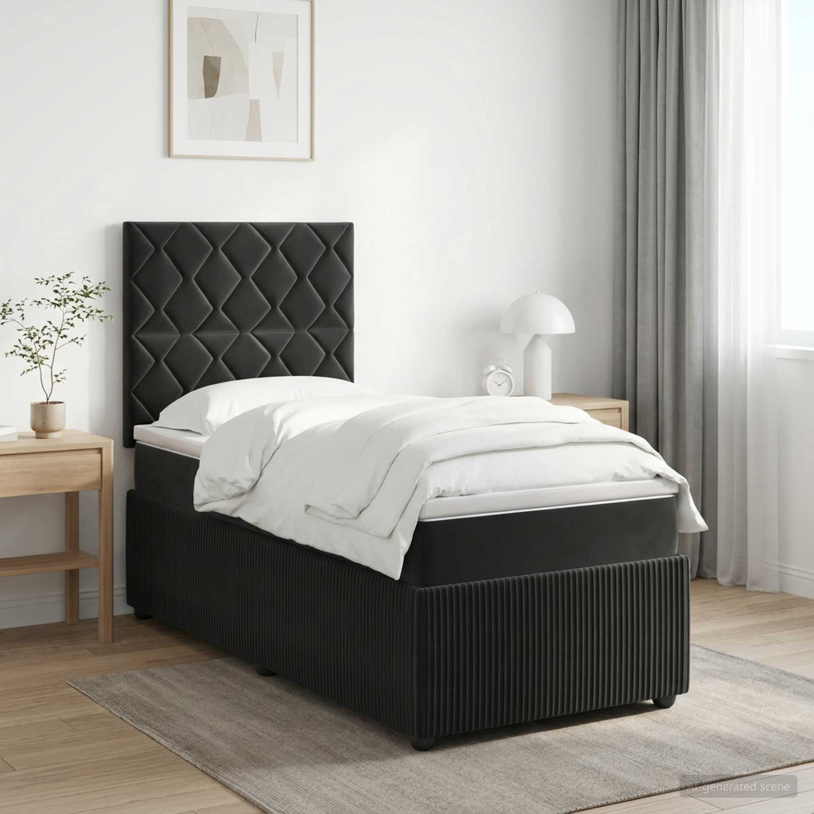 Lit boxspring avec matelas Noir 100 x 200 cm Velours