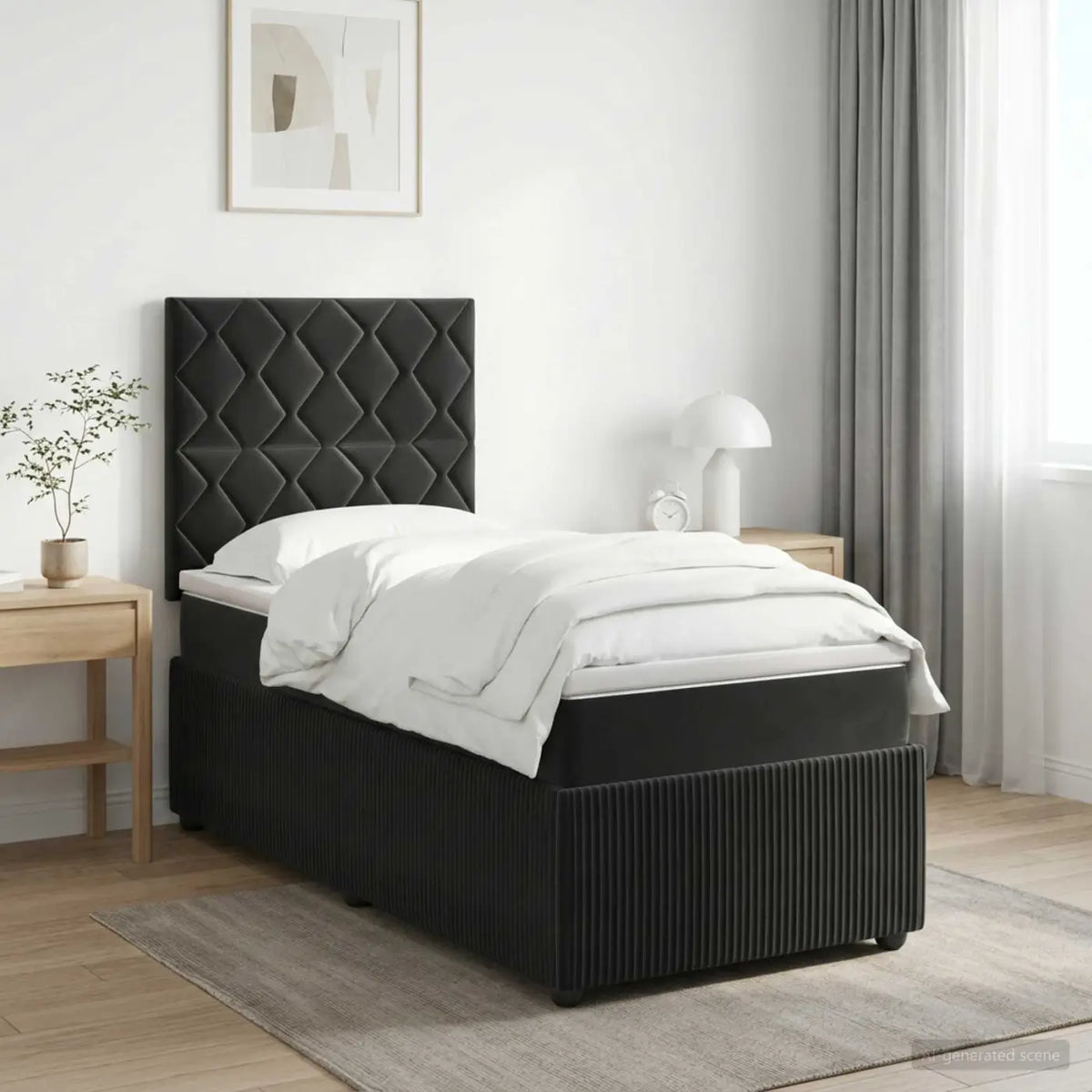 Lit boxspring avec matelas Noir 80 x 200 cm Velours - XIOS