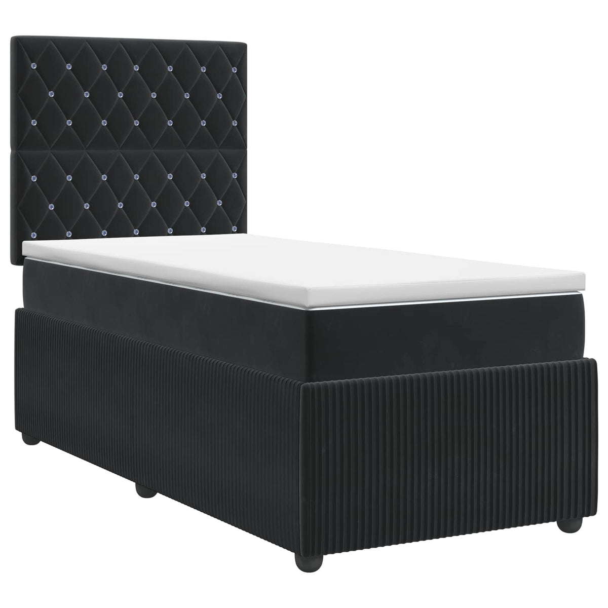Lit boxspring avec matelas Noir 90 x 200 cm Velours