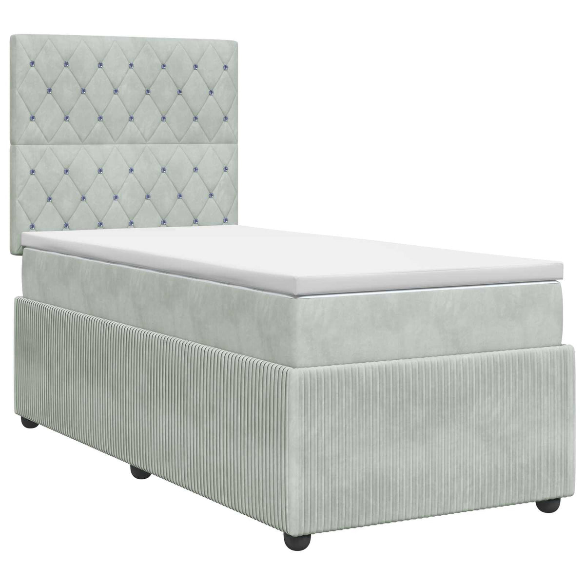 Lit boxspring avec matelas Gris clair 100 x 200 cm Velours