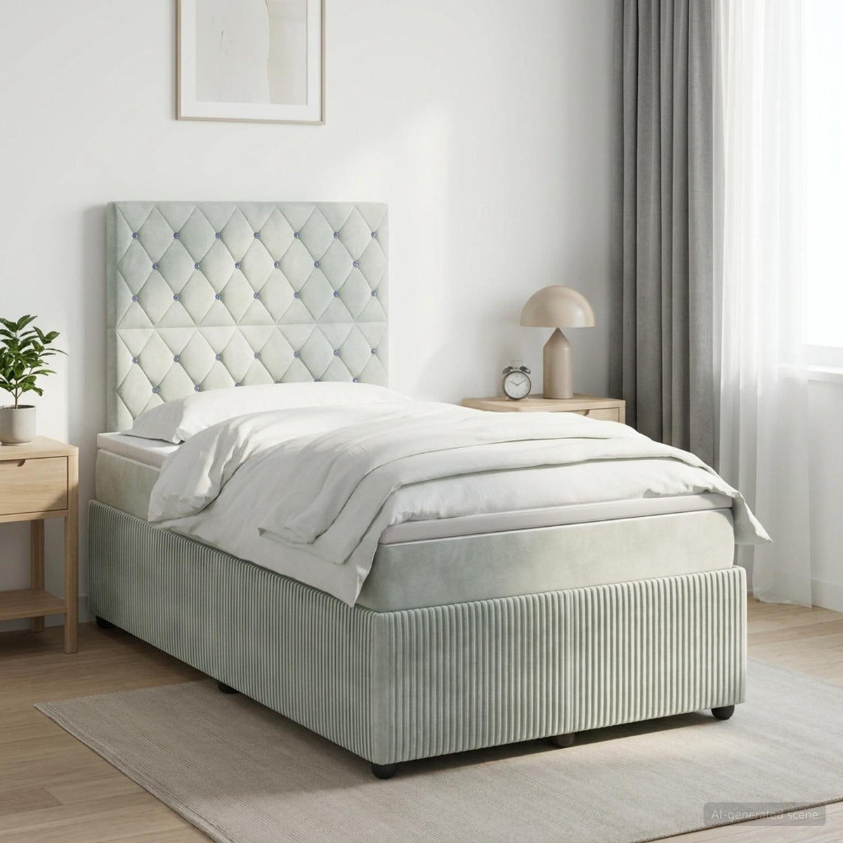Lit boxspring avec matelas Gris clair 120 x 200 cm Velours