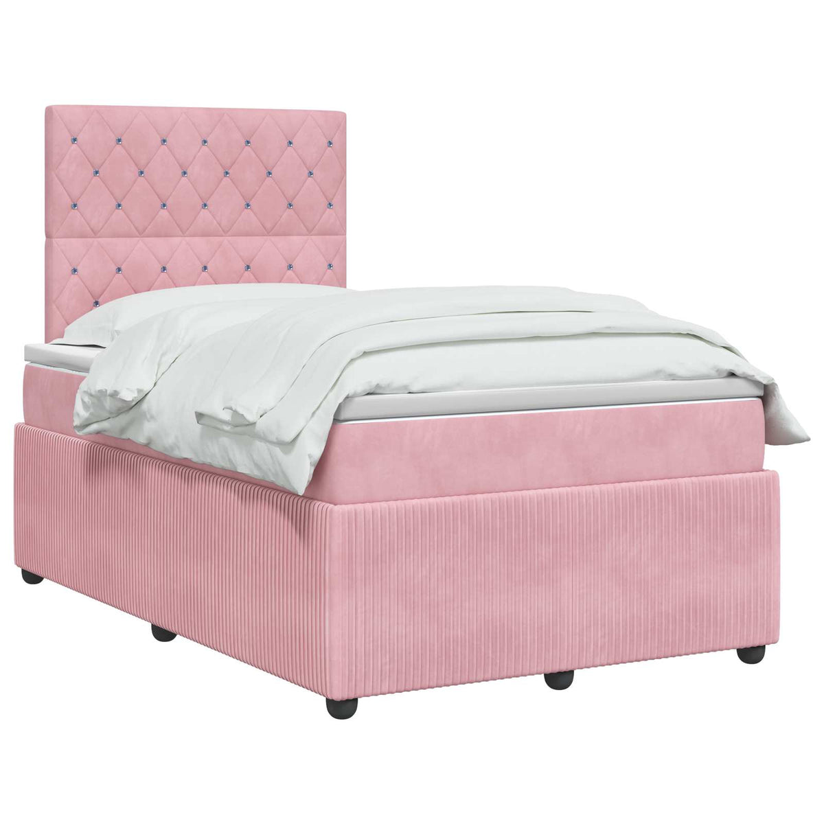 Lit boxspring avec matelas Rose 120 x 190 cm Velours
