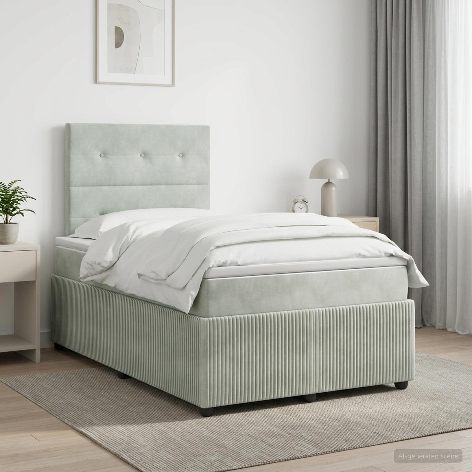 Lit boxspring avec matelas Gris clair 120 x 200 cm Velours