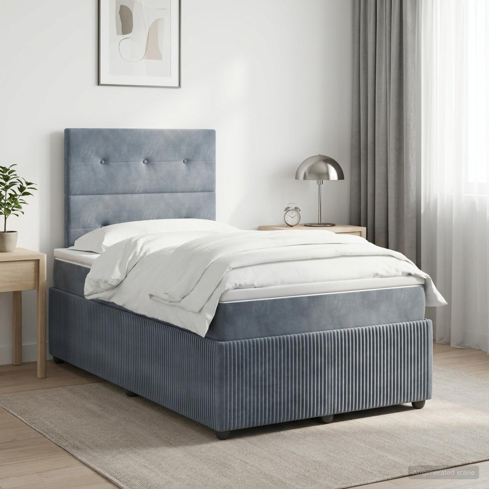 Lit boxspring avec matelas Gris foncé 120 x 190 cm Velours - XIOS