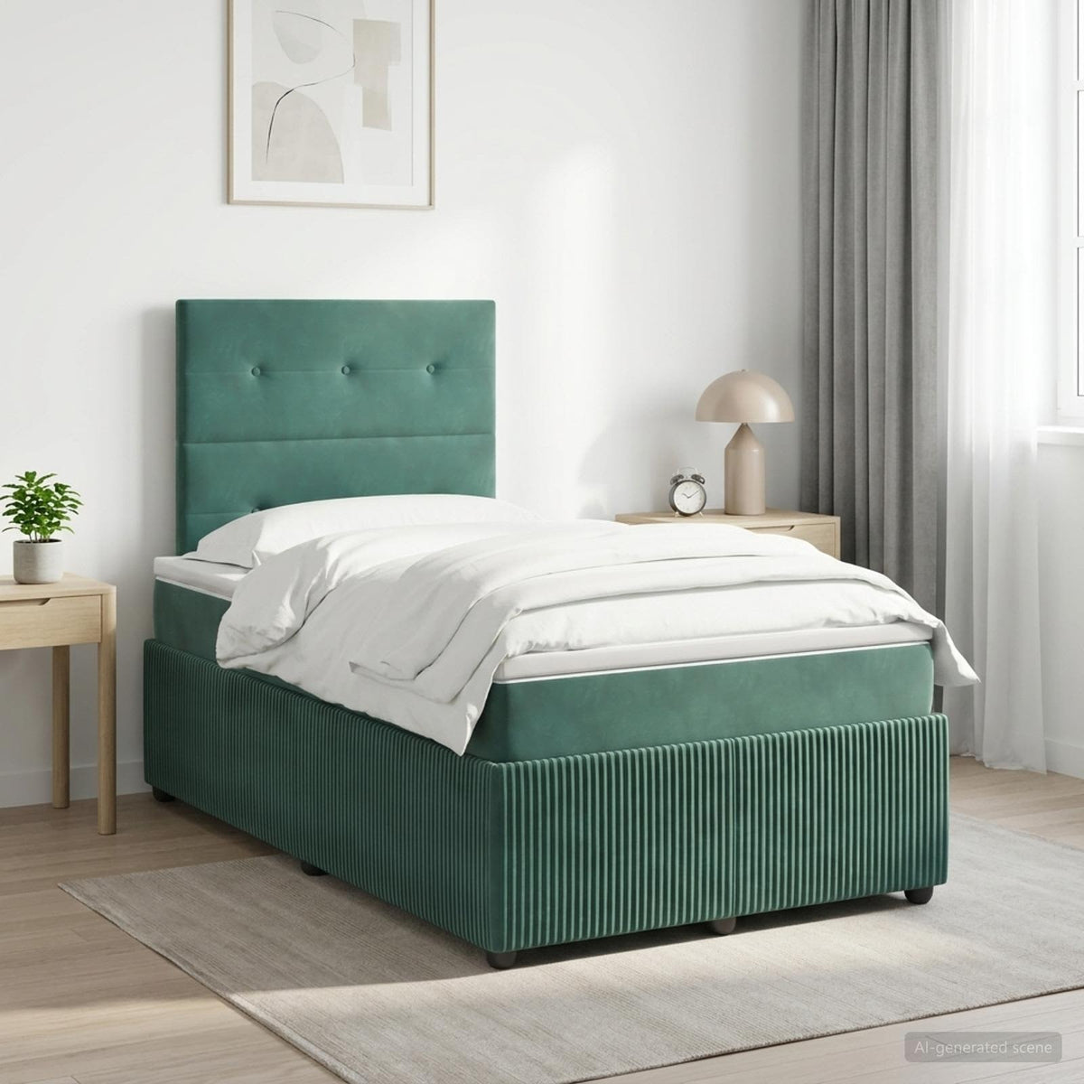 Lit boxspring avec matelas Vert foncé 120 x 200 cm Velours