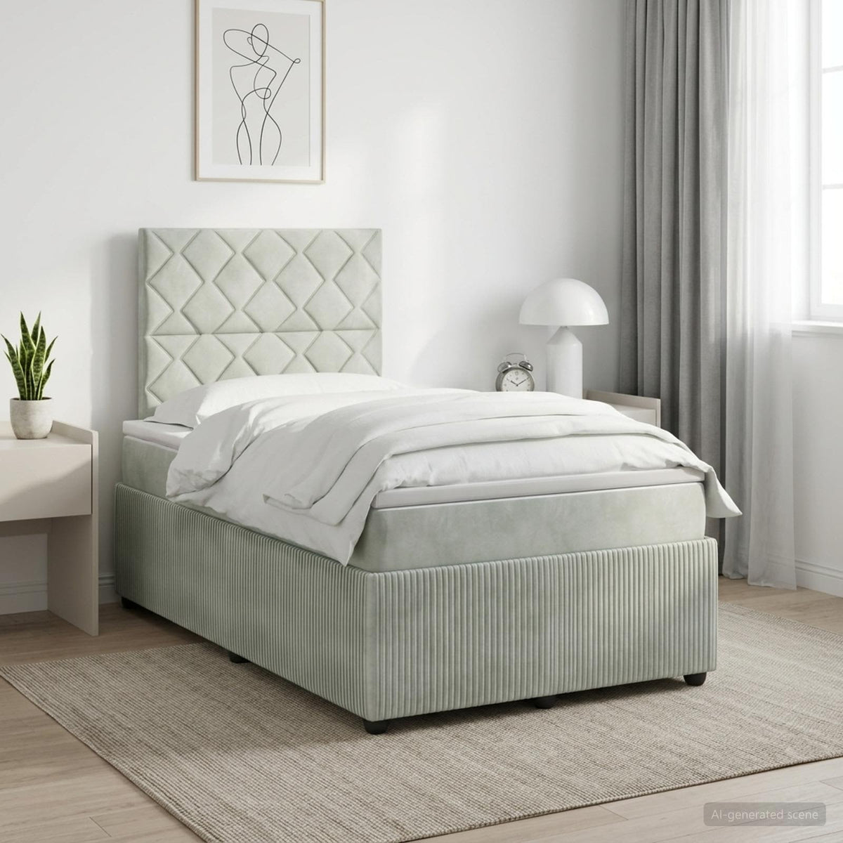 Lit boxspring avec matelas Gris clair 120 x 200 cm Velours