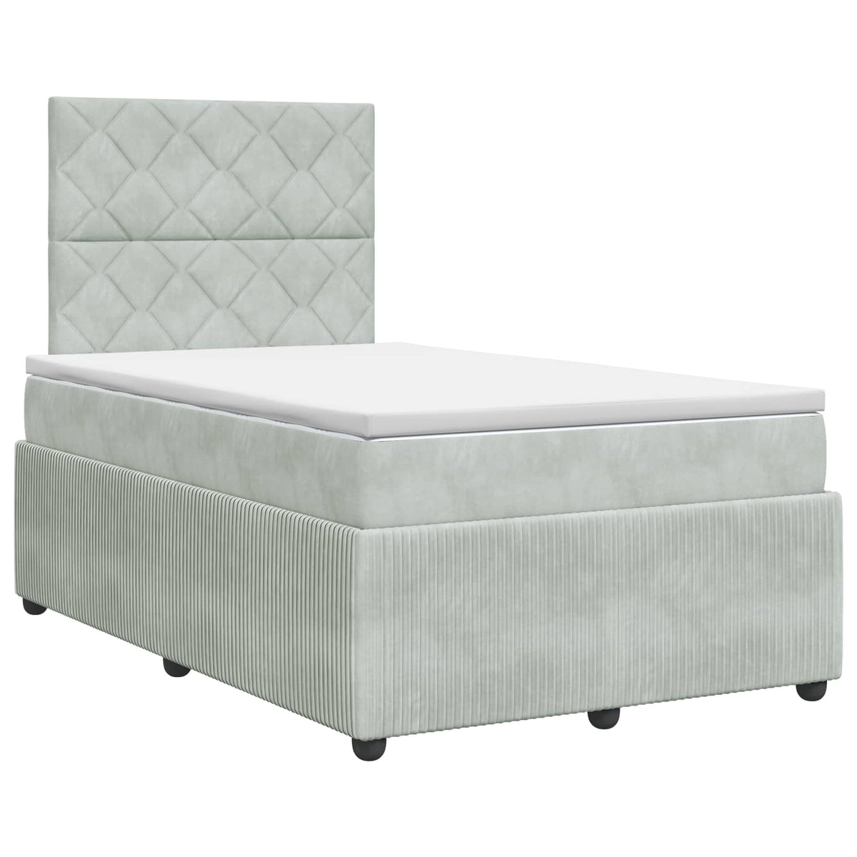Lit boxspring avec matelas Gris clair 120 x 190 cm Velours
