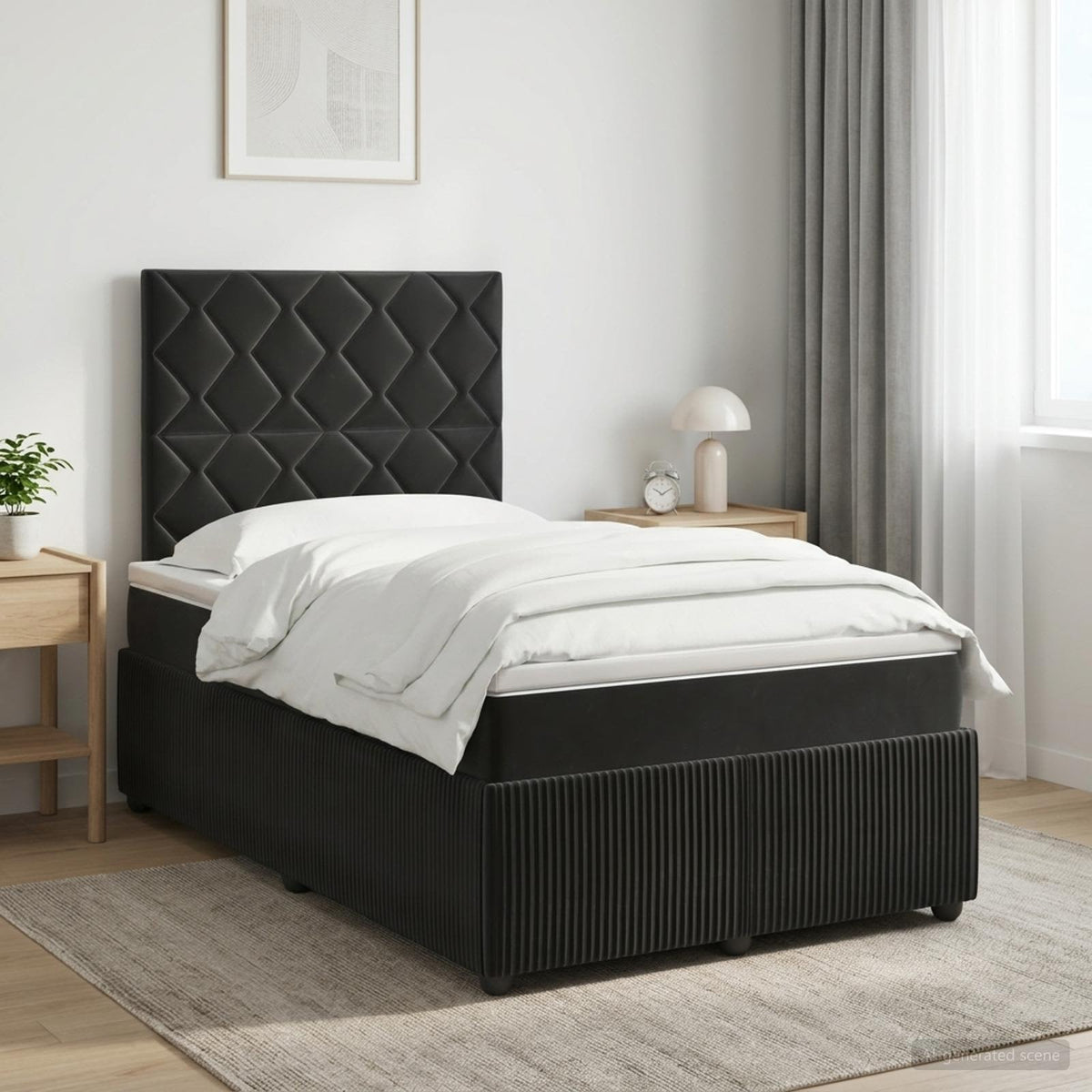 Lit boxspring avec matelas Noir 120 x 200 cm Velours