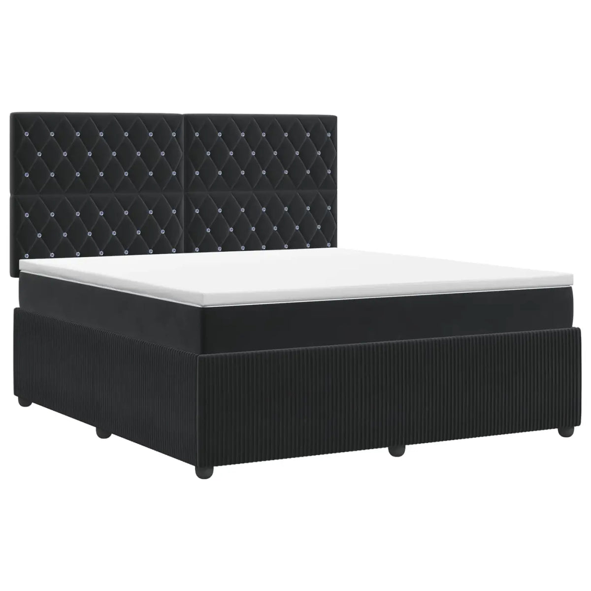 Lit boxspring avec matelas Noir 140 x 190 cm Velours - XIOS