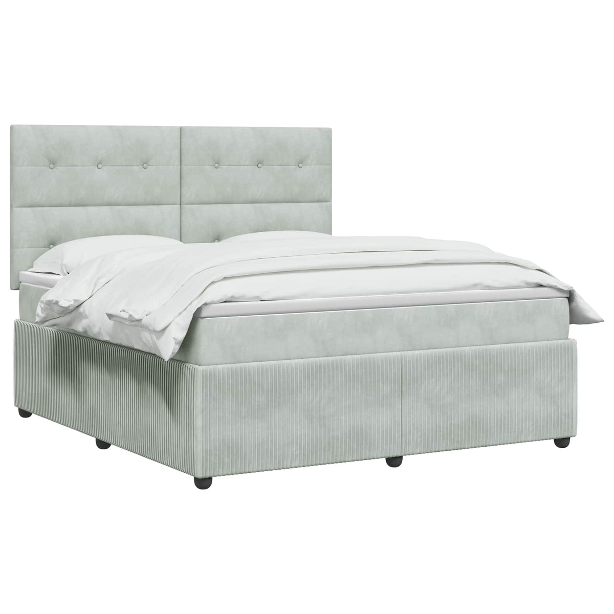 Lit boxspring avec matelas Gris clair 140 x 200 cm Velours