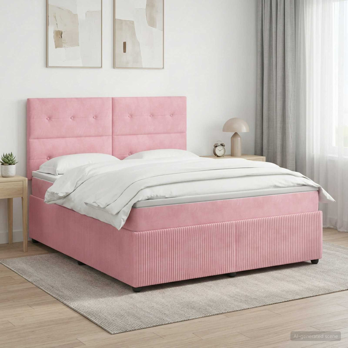 Lit boxspring avec matelas Rose 140 x 200 cm Velours
