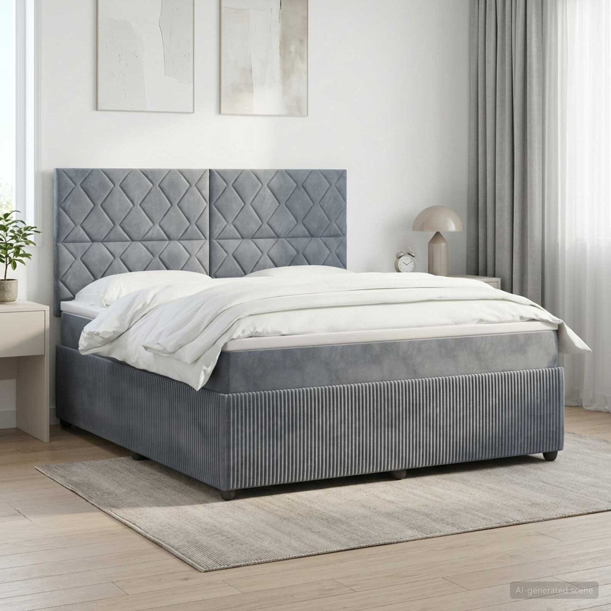 Lit boxspring avec matelas Gris foncé 140 x 200 cm Velours