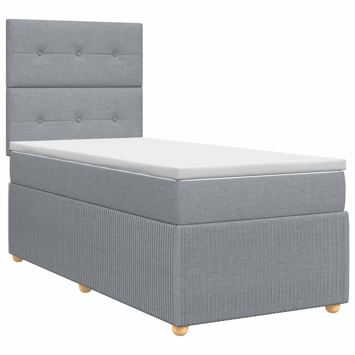 Lit boxspring avec matelas Gris clair Simple Tissu