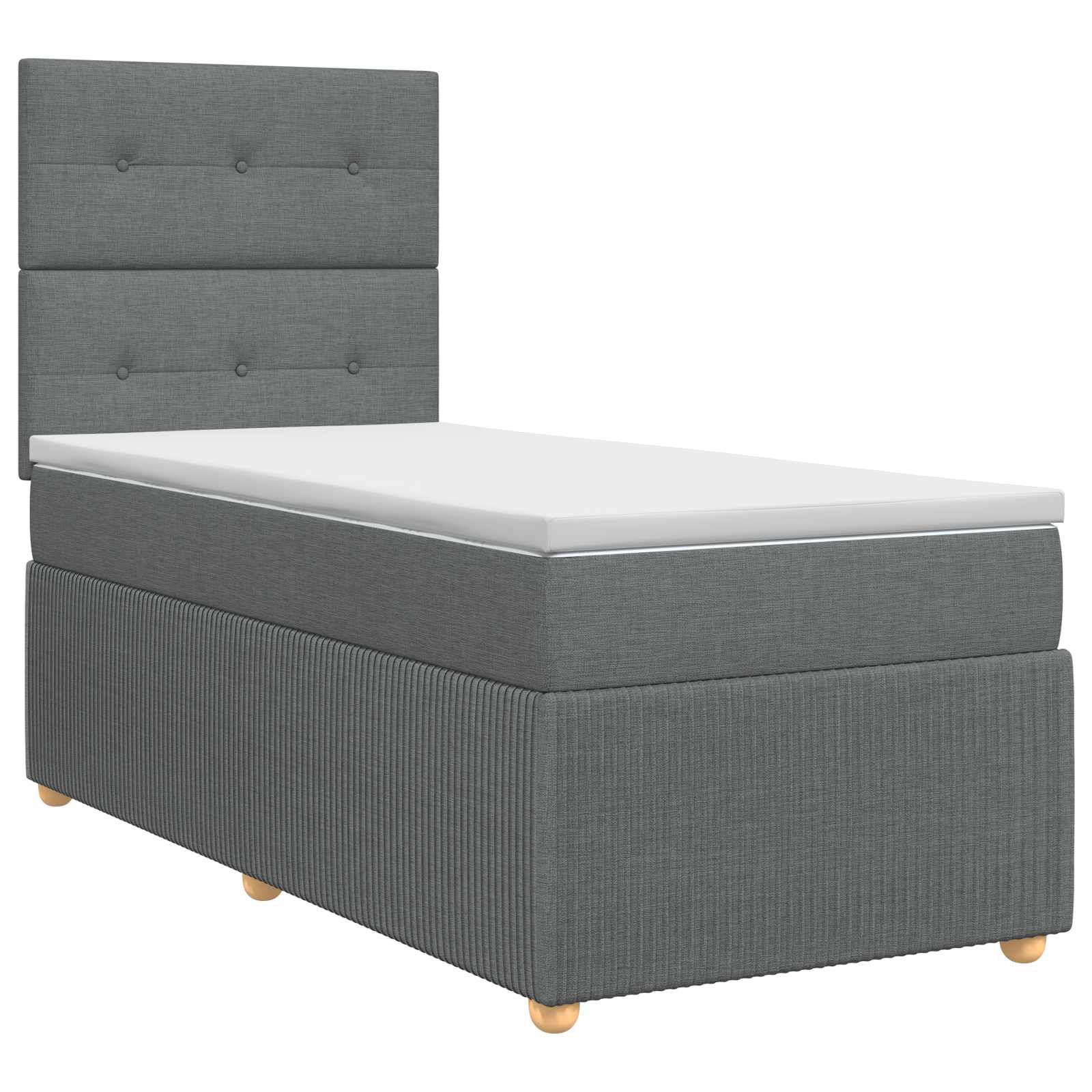 Lit boxspring avec matelas Gris foncé Simple Tissu