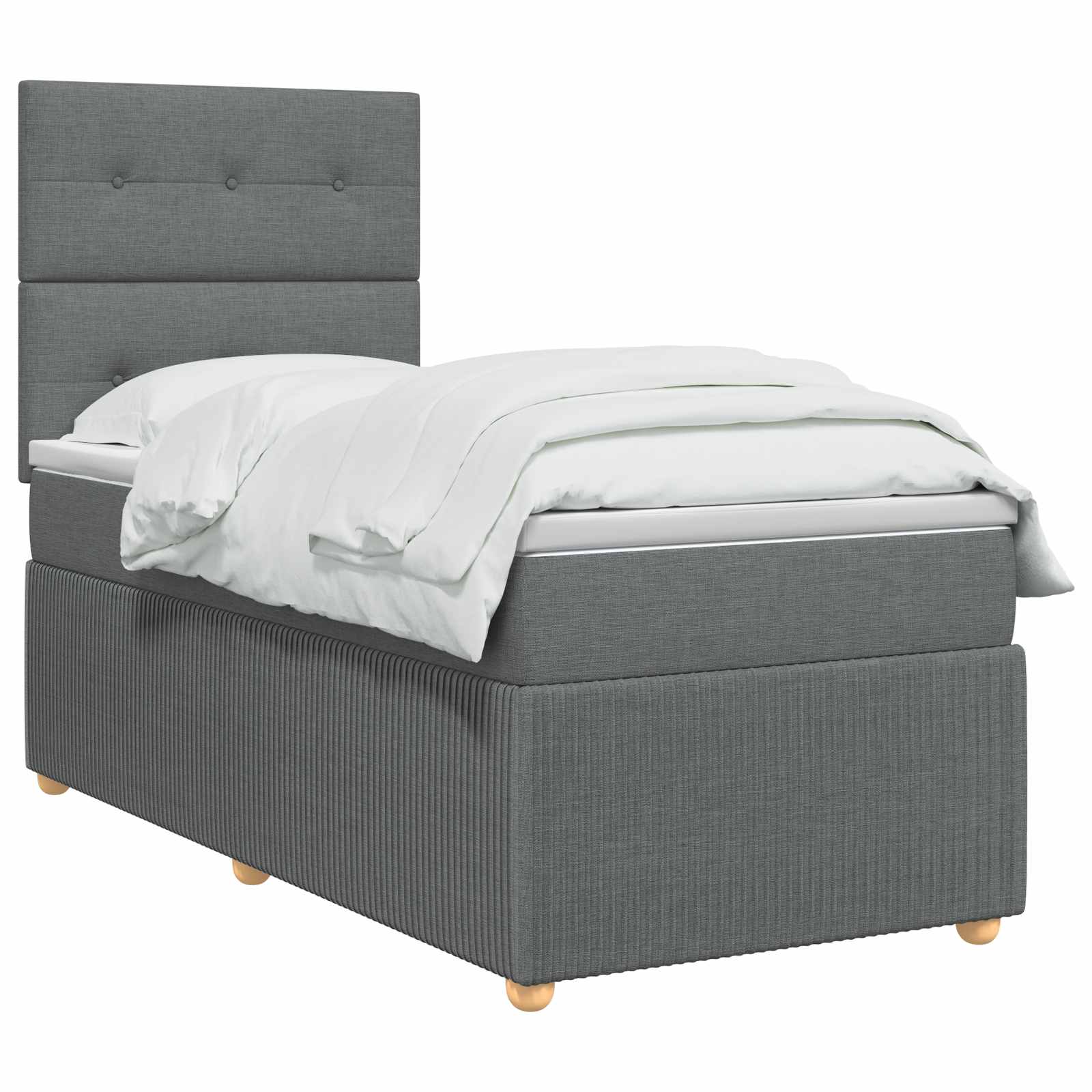 Lit boxspring avec matelas Gris foncé Simple Tissu